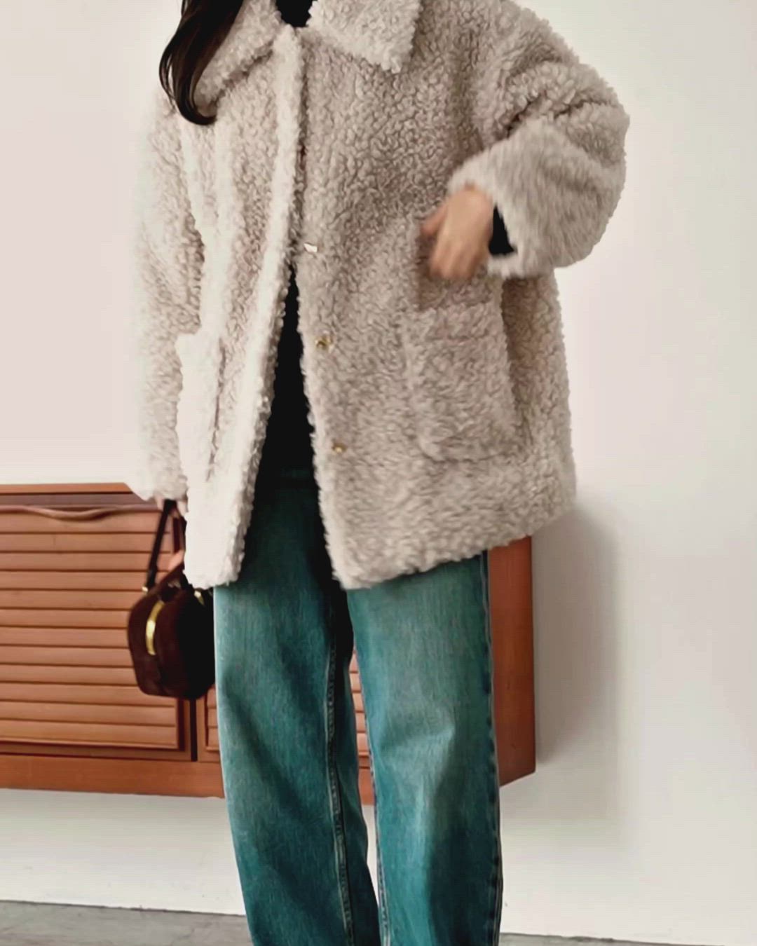 セール】プードルファーステンカラーミドルコート（ステンカラーコート