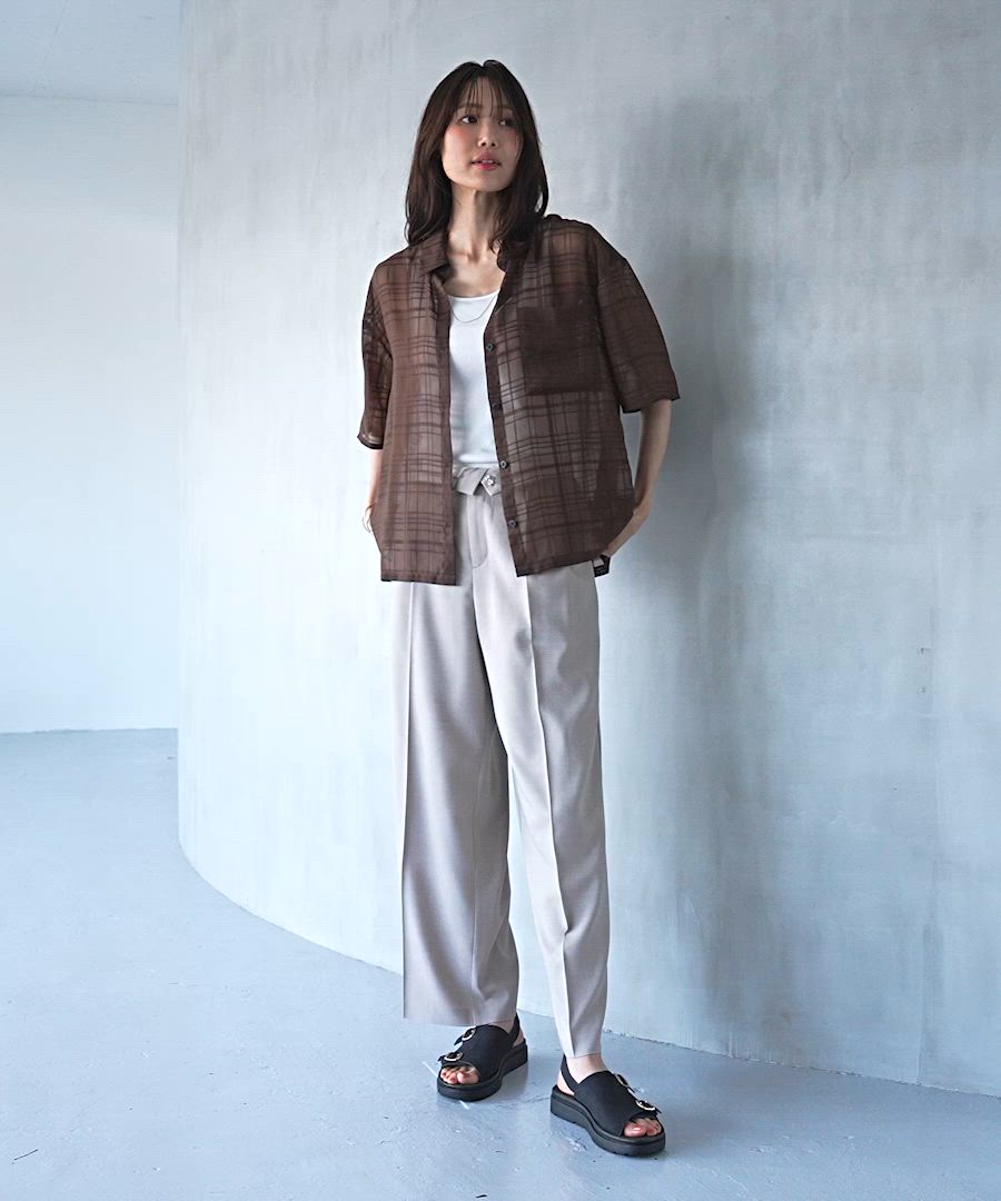 セール】アソート柄シアーシャツ半袖/494143（シャツ/ブラウス