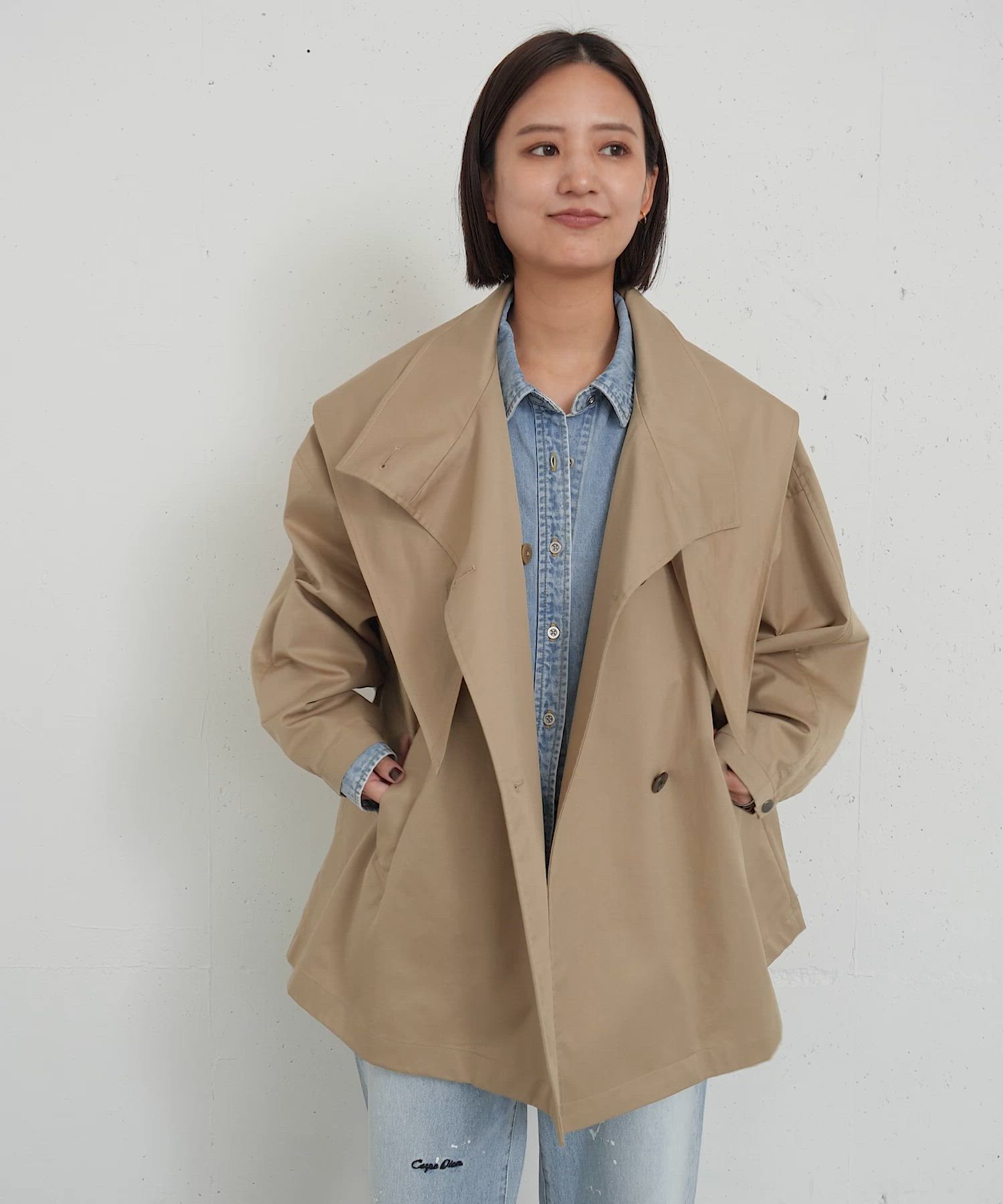 スタンドカラーミドル丈トレンチコート（トレンチコート）｜URBAN