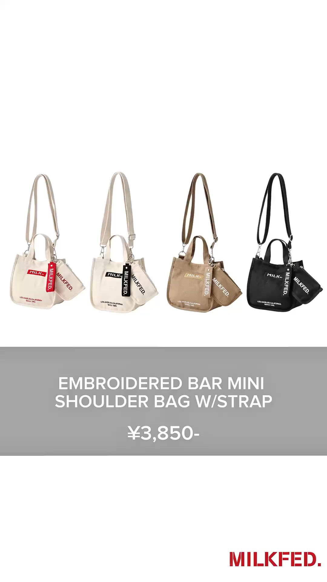 EMBROIDERED BAR MINI SHOULDER BAG W/STRAP /ミニショルダーバッグ