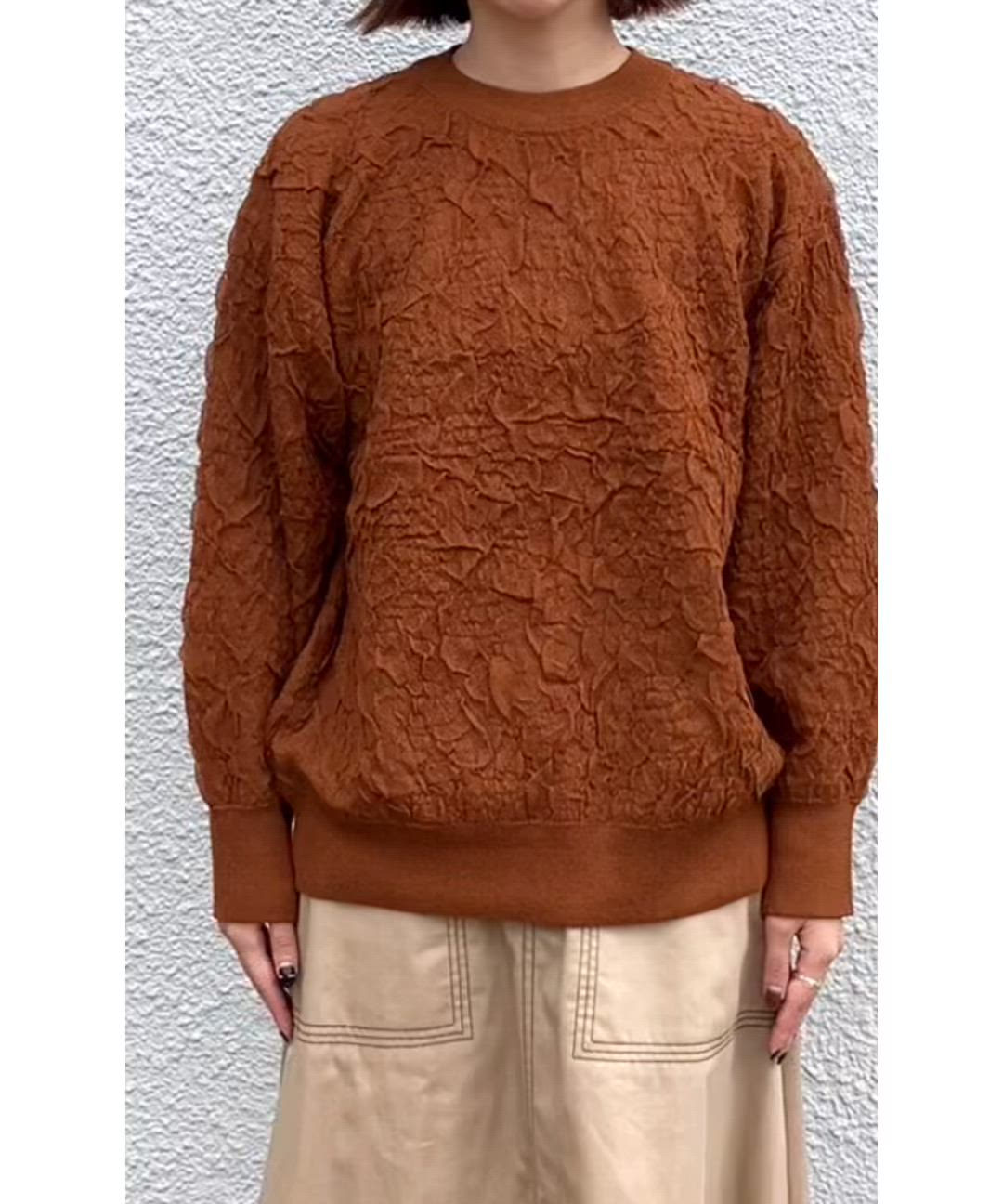 WEB限定】SHIPS any:〈手洗い可能〉ジャカード バンピー クルーネック