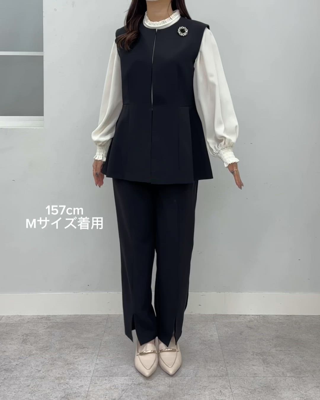 _04ma1 7/26まで取り置き 入卒式/セレモニー】ペプラムベストセットアップスーツ[品番