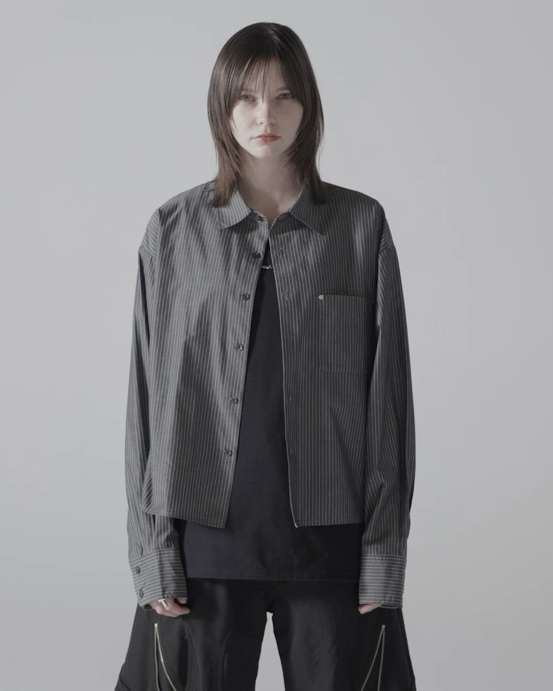 Cropped Regular Collar Silhouette Shirt / クロップド・レギュラー