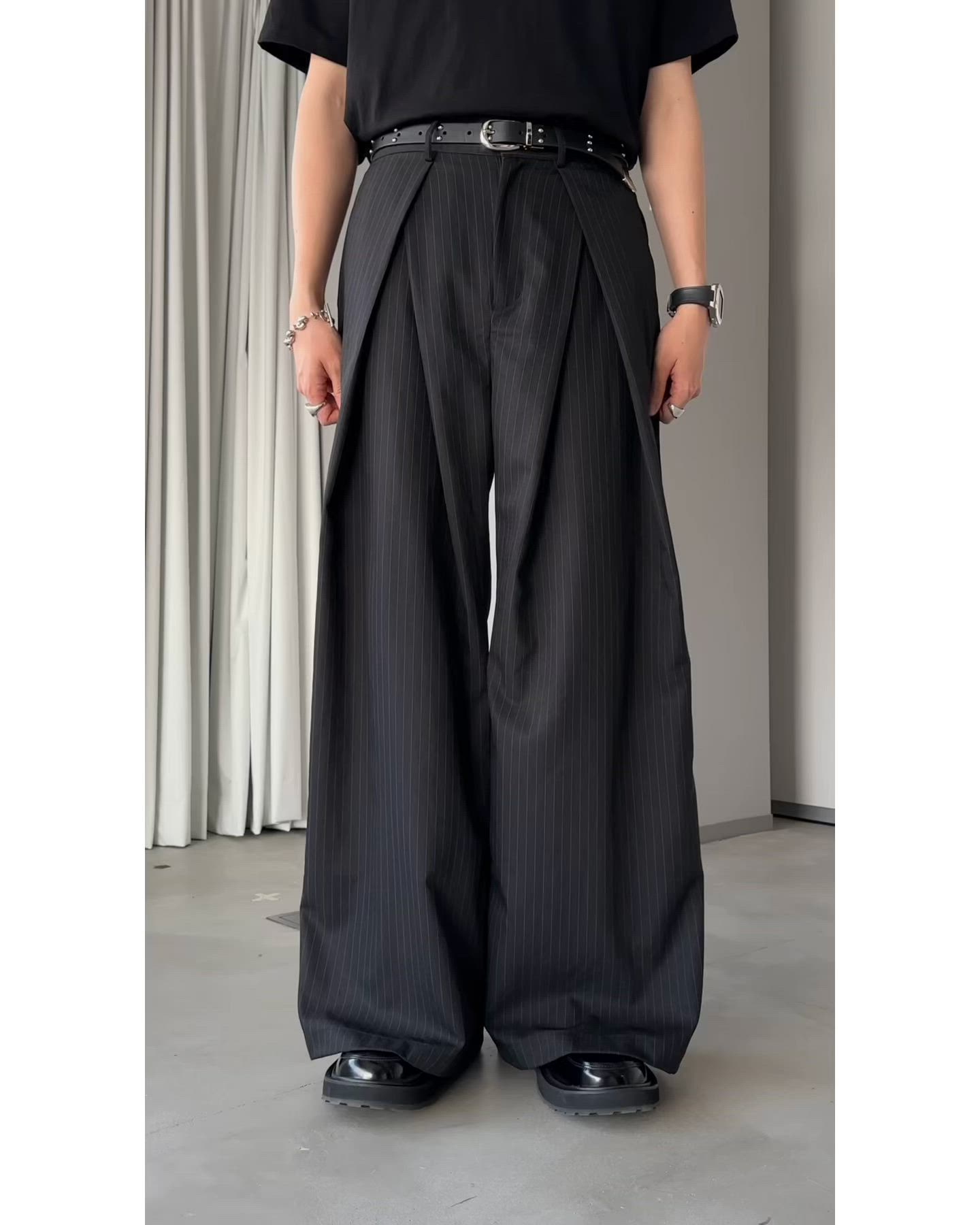 セール】CROSS TUCK WIDE SLACKS PANTS/クロスタックワイドスラックス