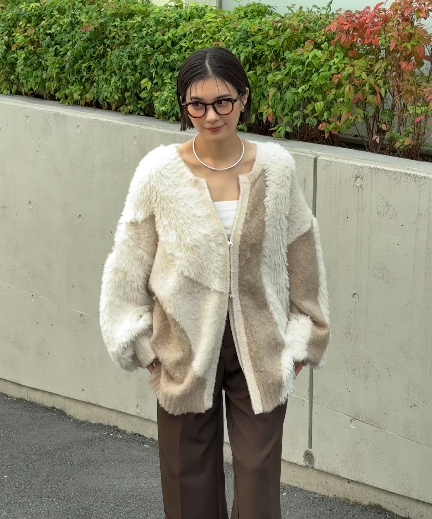 ウォッシャブル】2WAY ふわもこボリューム シャギーMIX ダブルジップ