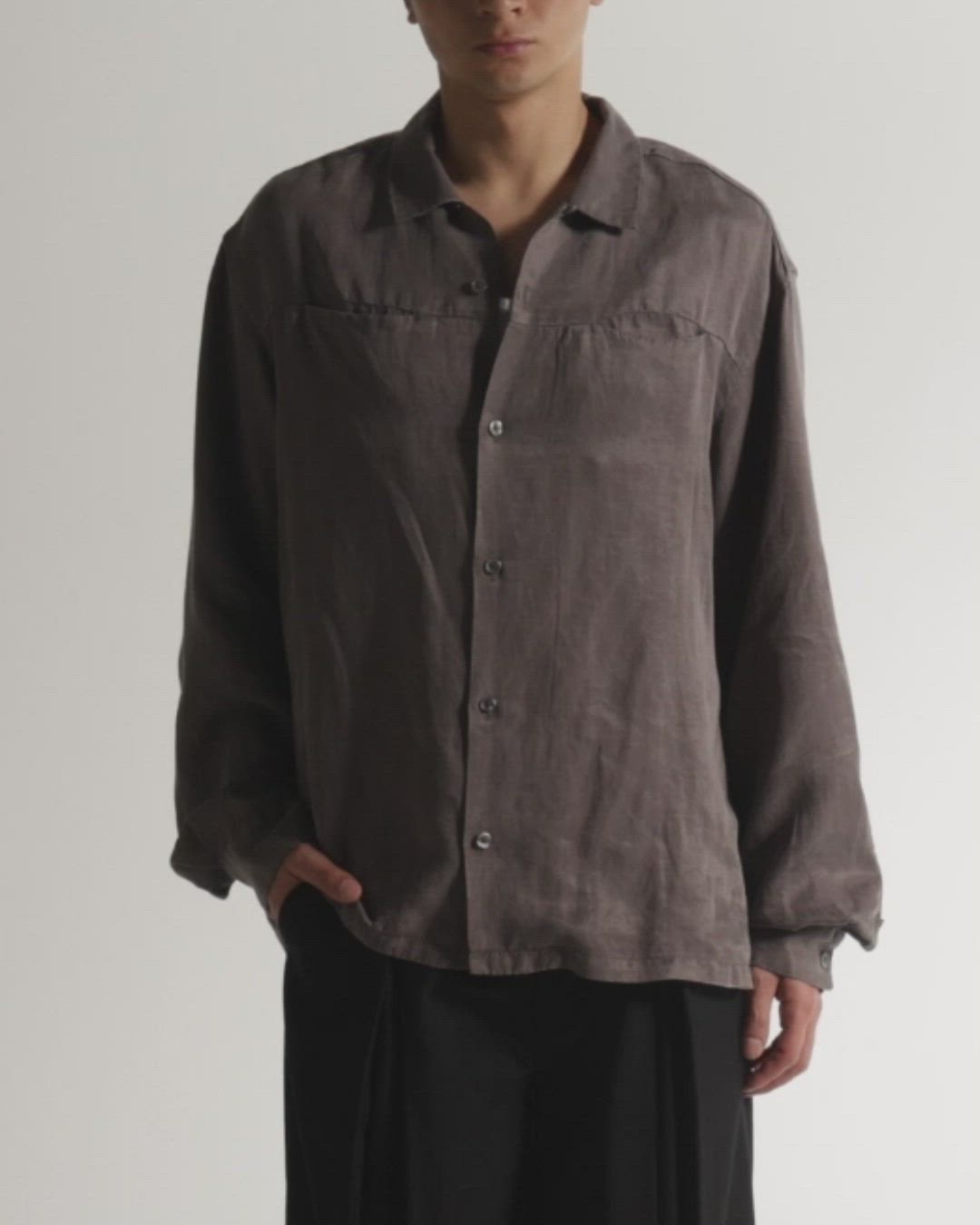 GRANCY】Vintage Fade Open-collar Shirt / ヴィンテージフェード