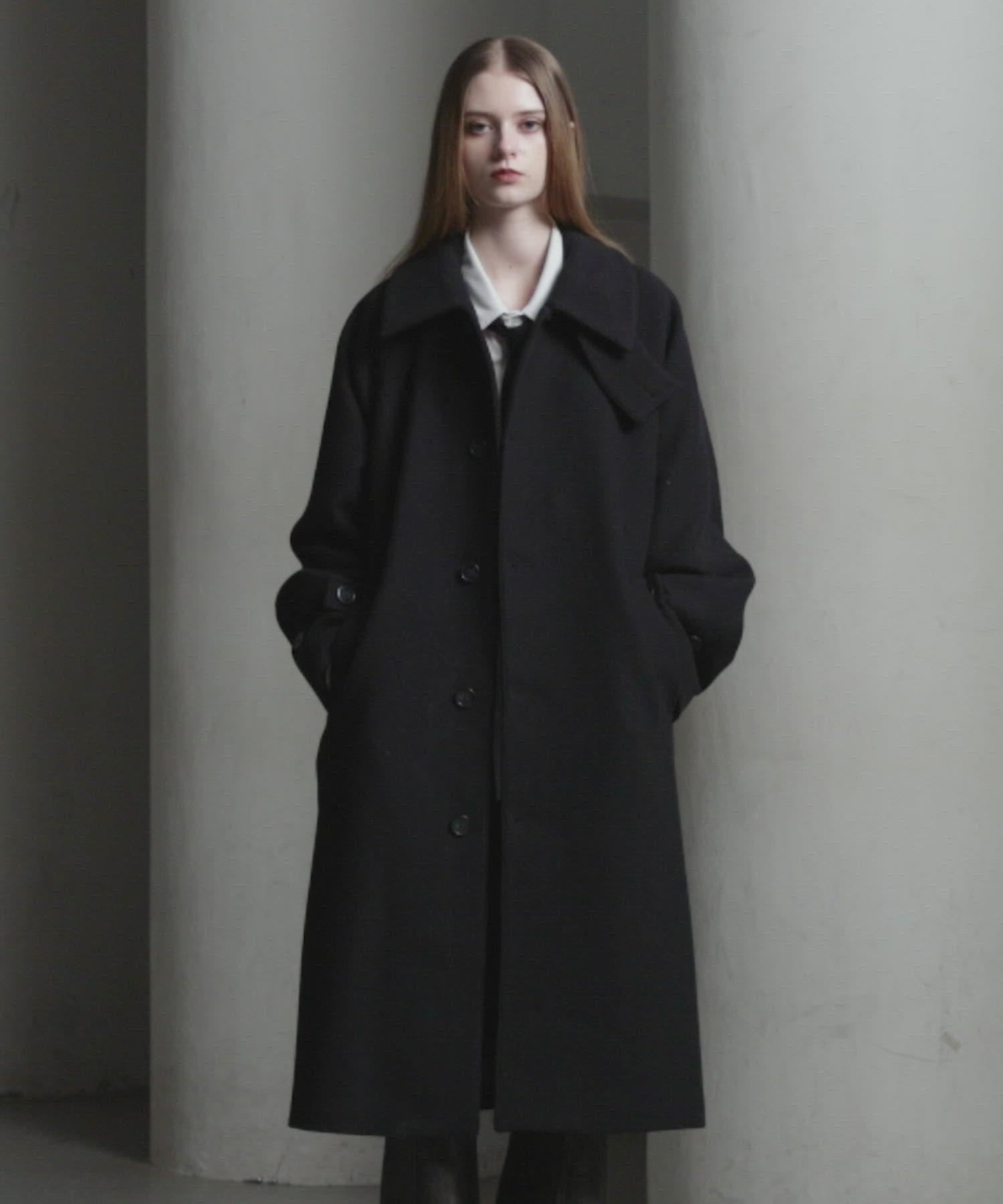 CLEL】Wool Blend Tech Melton Soutien Collar Coat / ウールブレンド