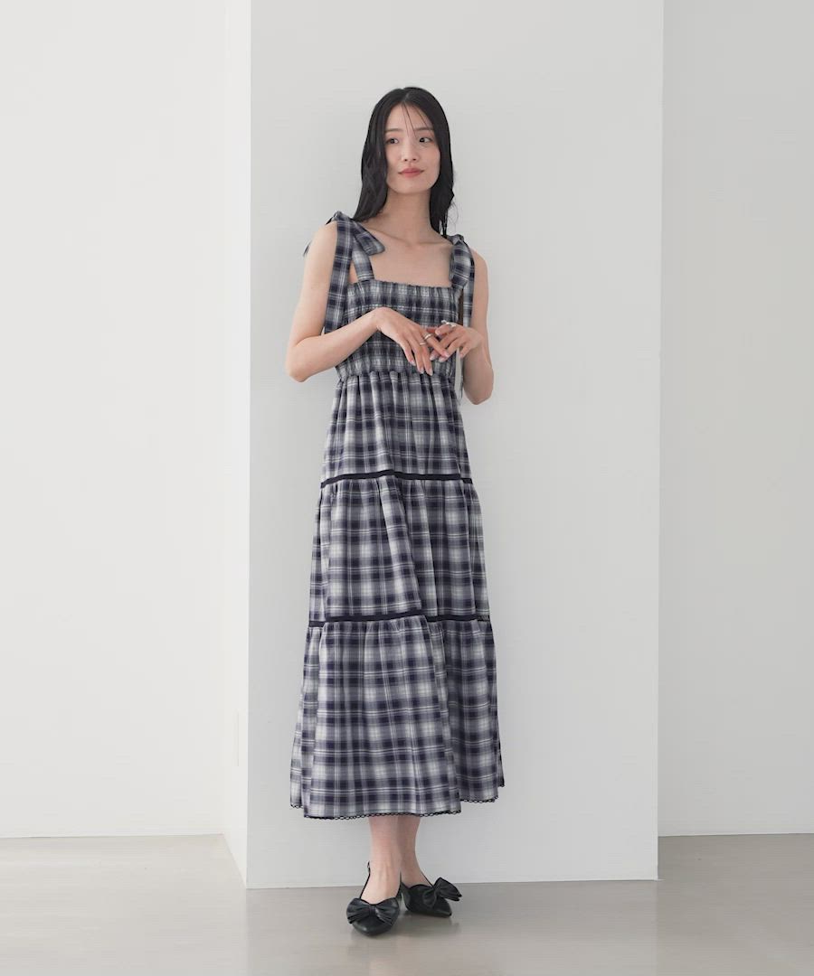 バーバリー ブルーレーベル キャミ ワンピース ノバチェック フレア リボン セール】オンブレチェックリボンキャミワンピース 572786（ワンピース