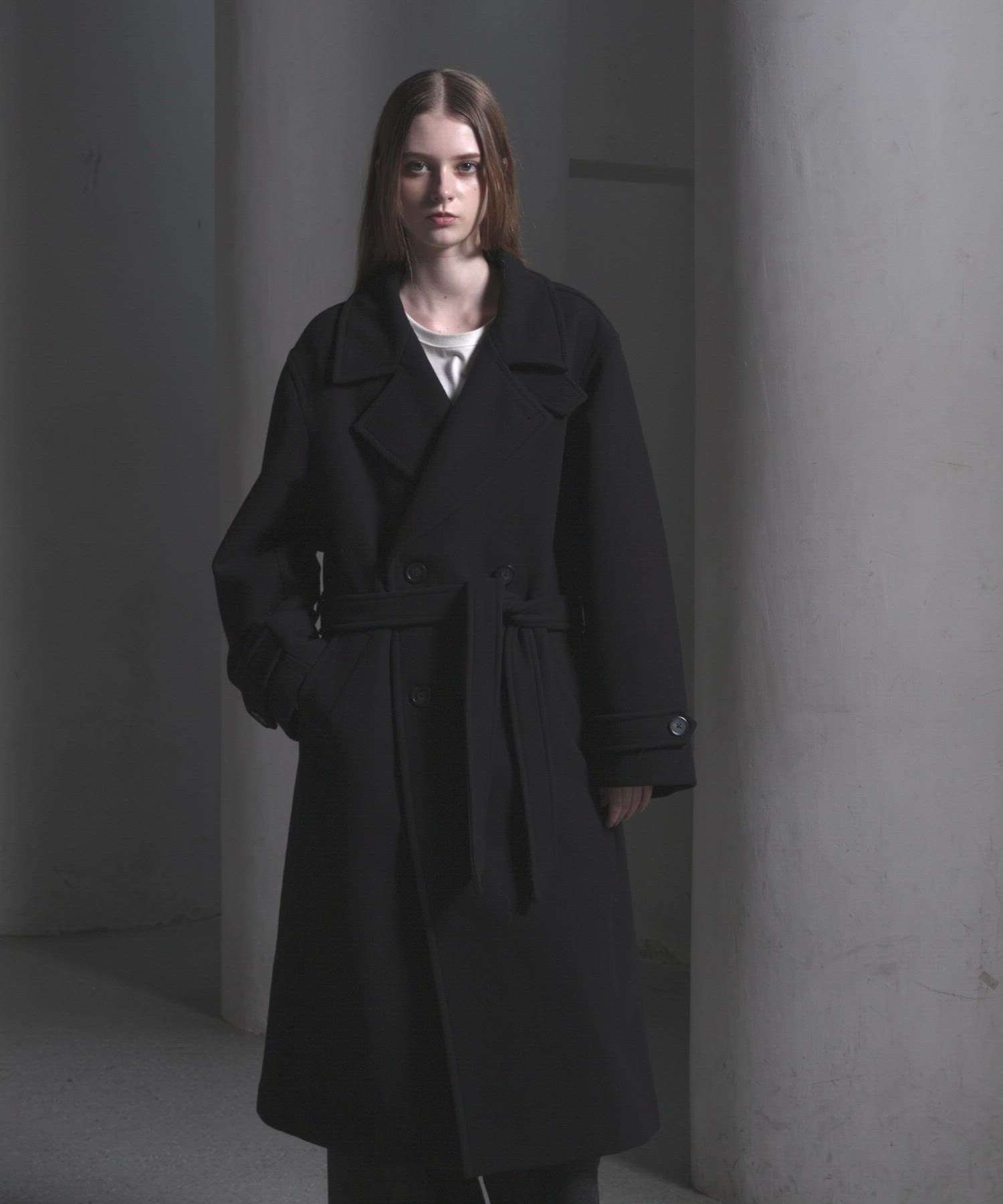 CLEL】Wool Blend Tech Melton Double Chester Coat / ウールブレンド