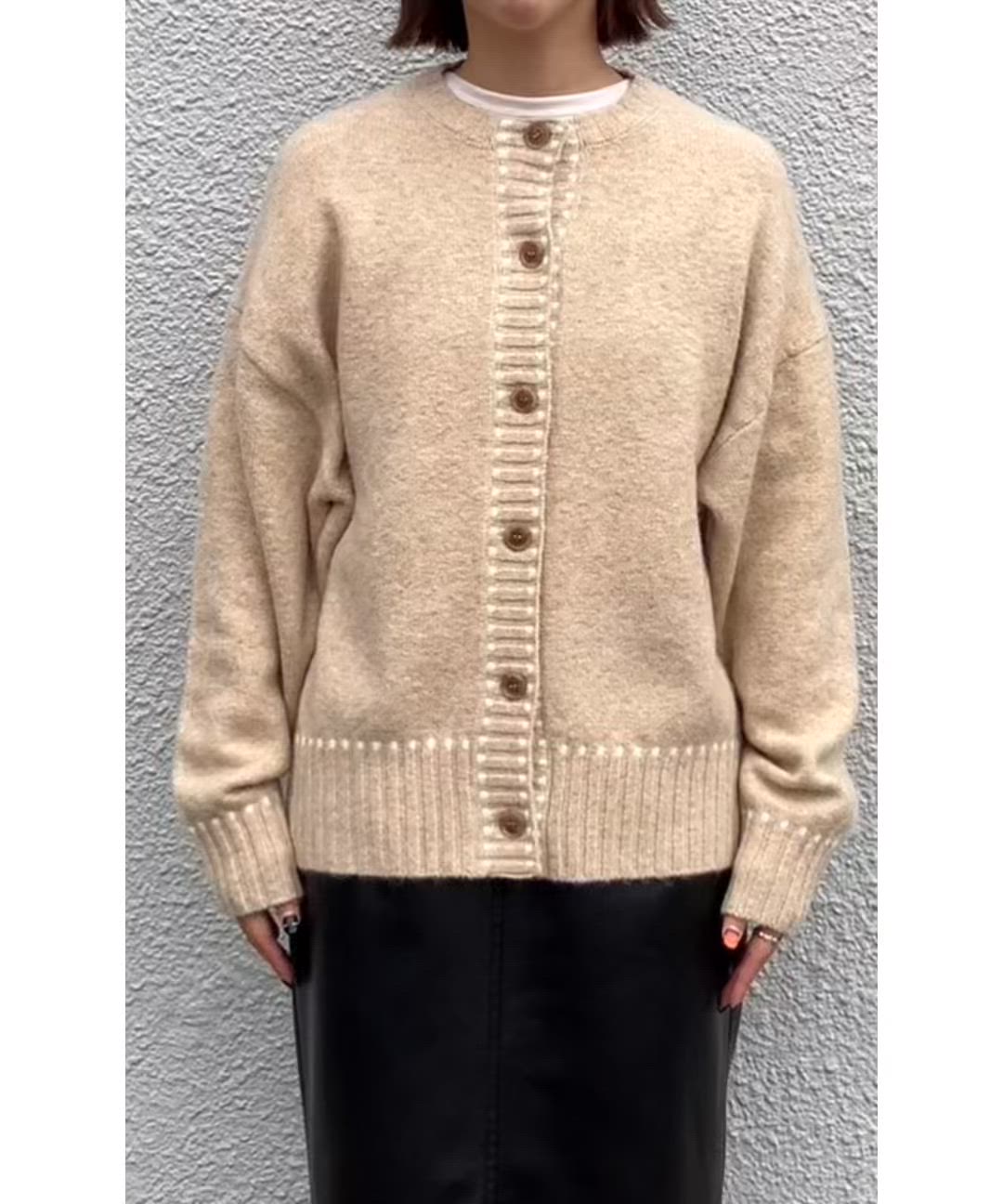 SHIPS any:〈手洗い可能〉ステッチ デザイン ルーズ ニット
