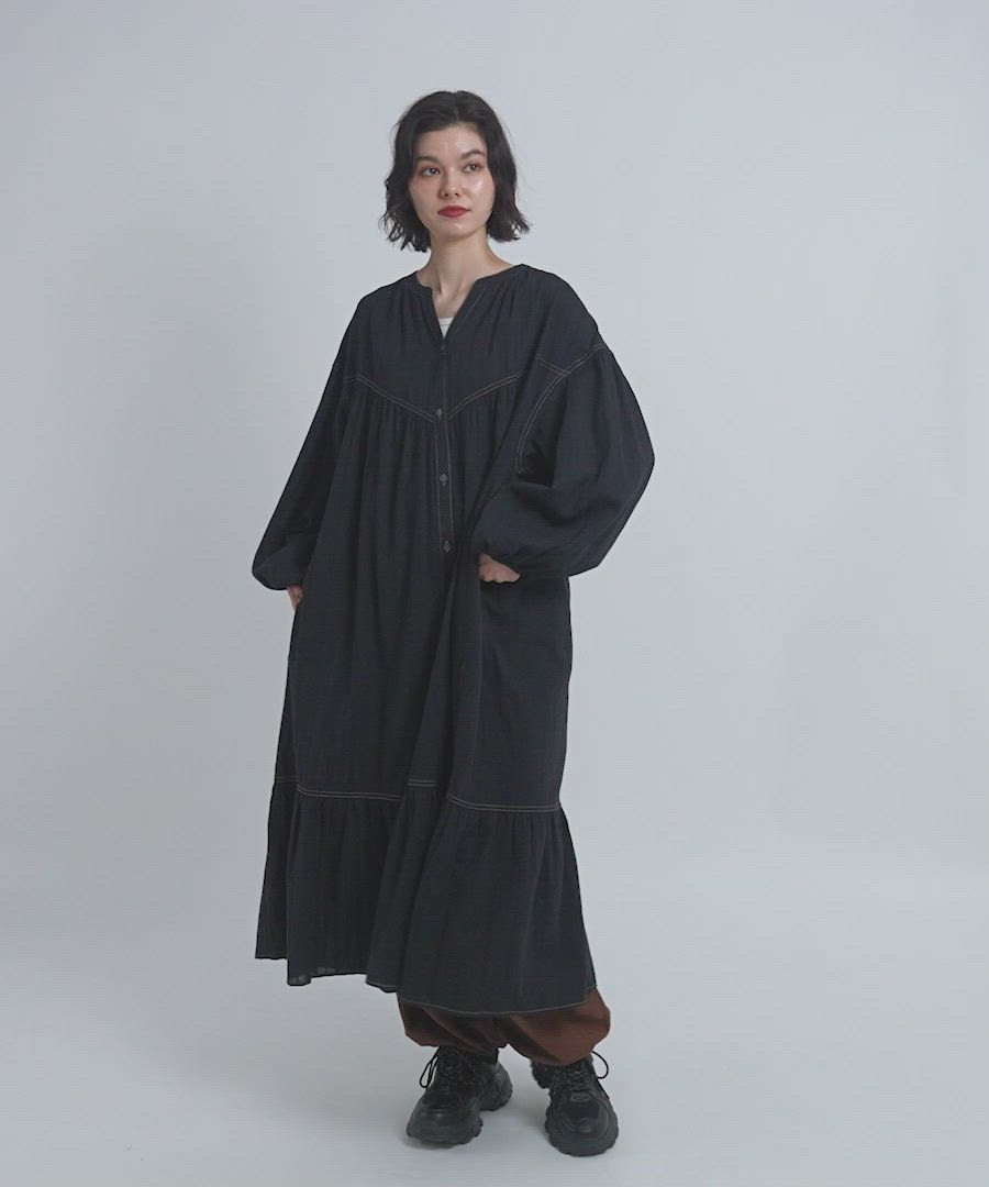 新品　ニコアンド　ミサコレサスワンピース L セール】カラミストライプワンピース（ワンピース）｜niko and