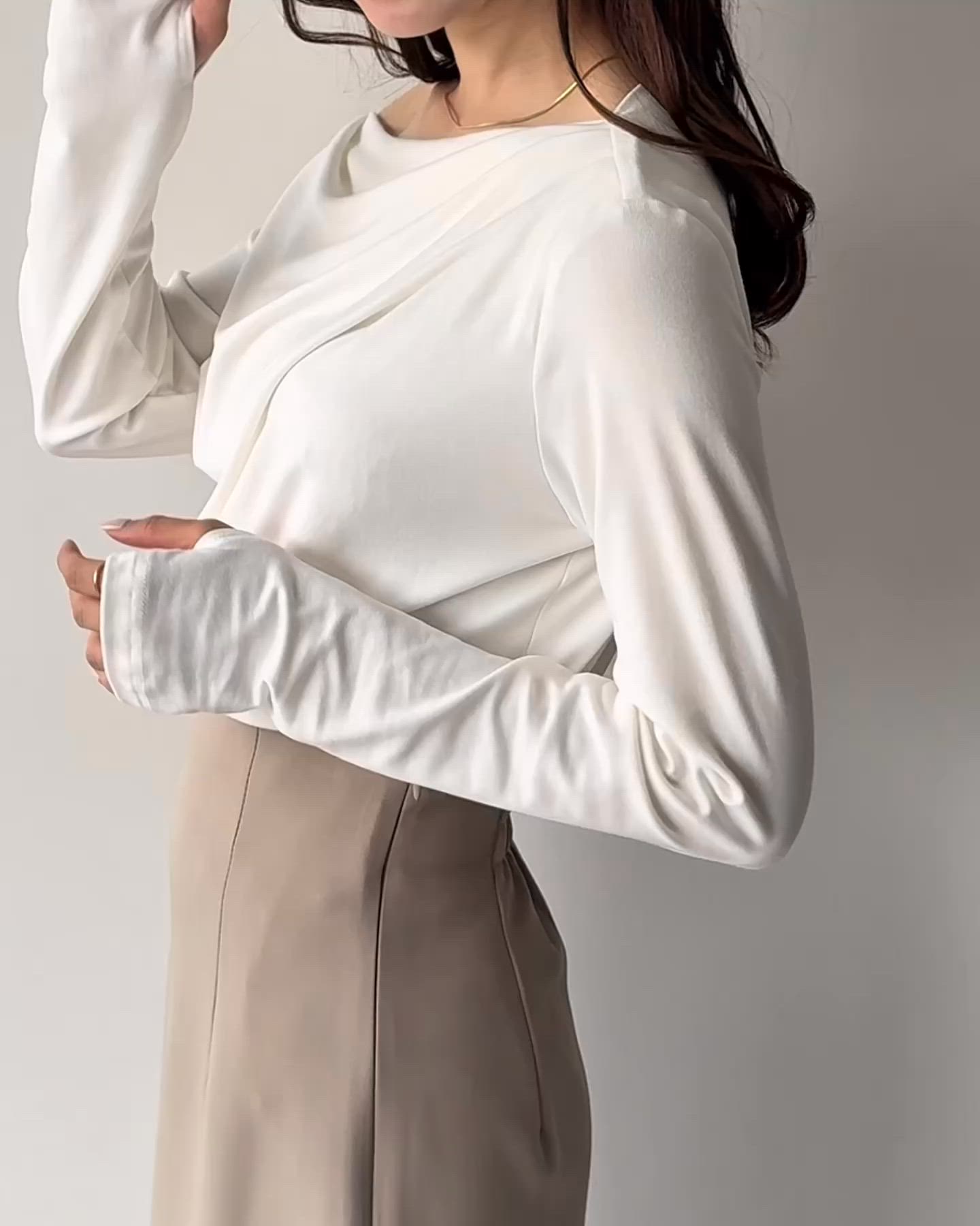 セール】薄手ドレープトップス（Tシャツ/カットソー）｜mipiarl