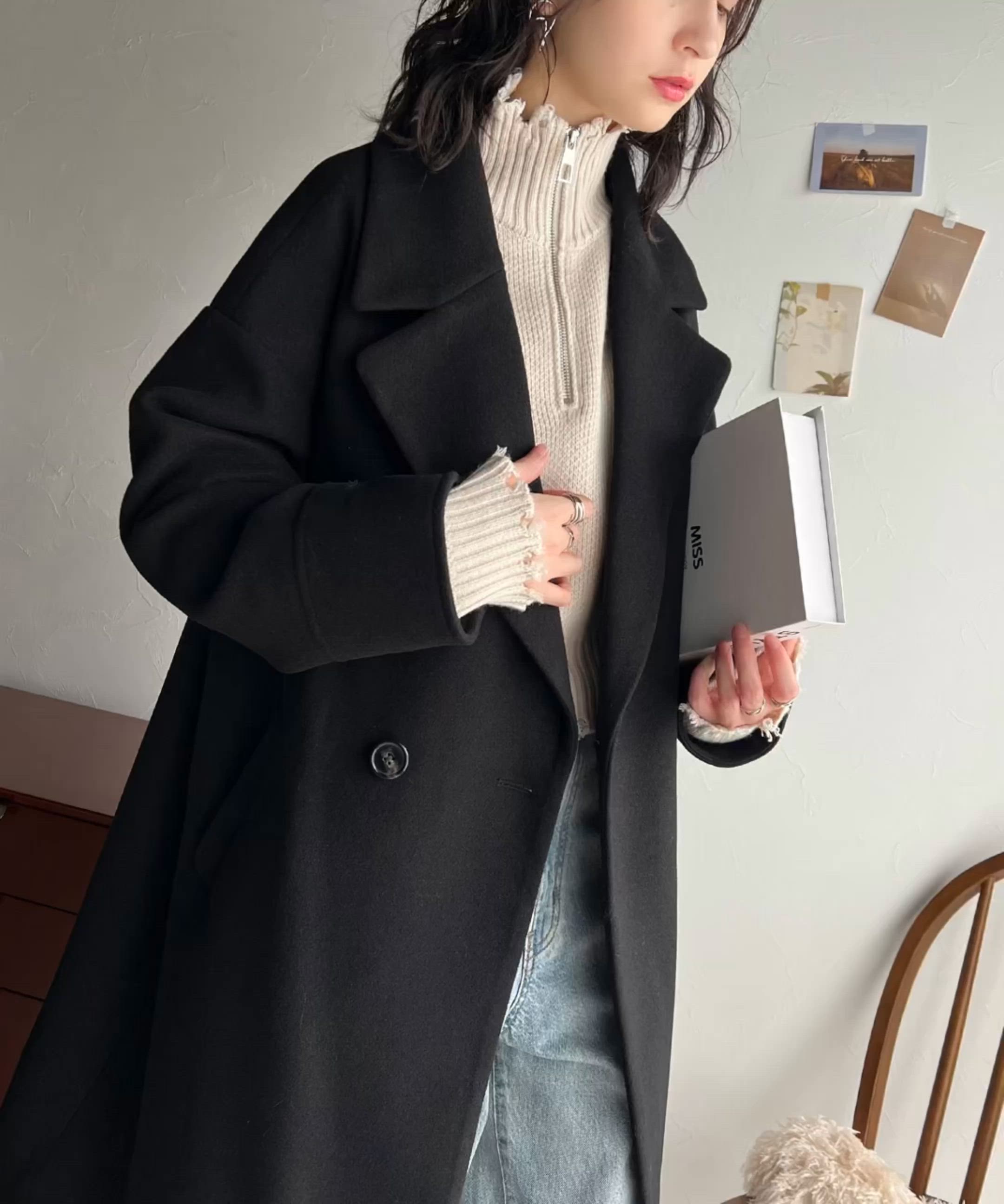 セール】羽織るだけで上品見え！ウールライク素材ダブルテーラード