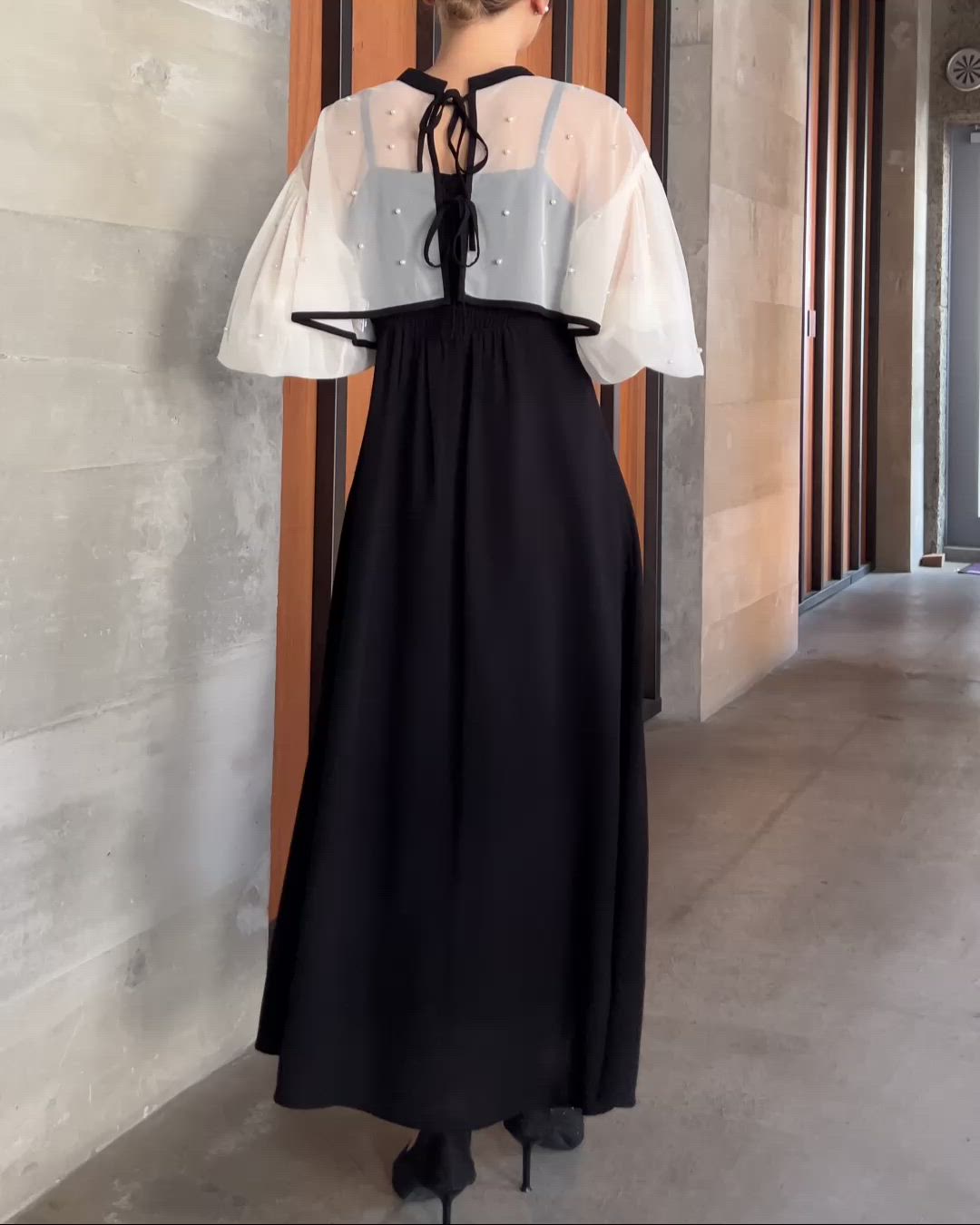 セール】【再入荷！】パール付きチュールボレロ＋キャミワンピース