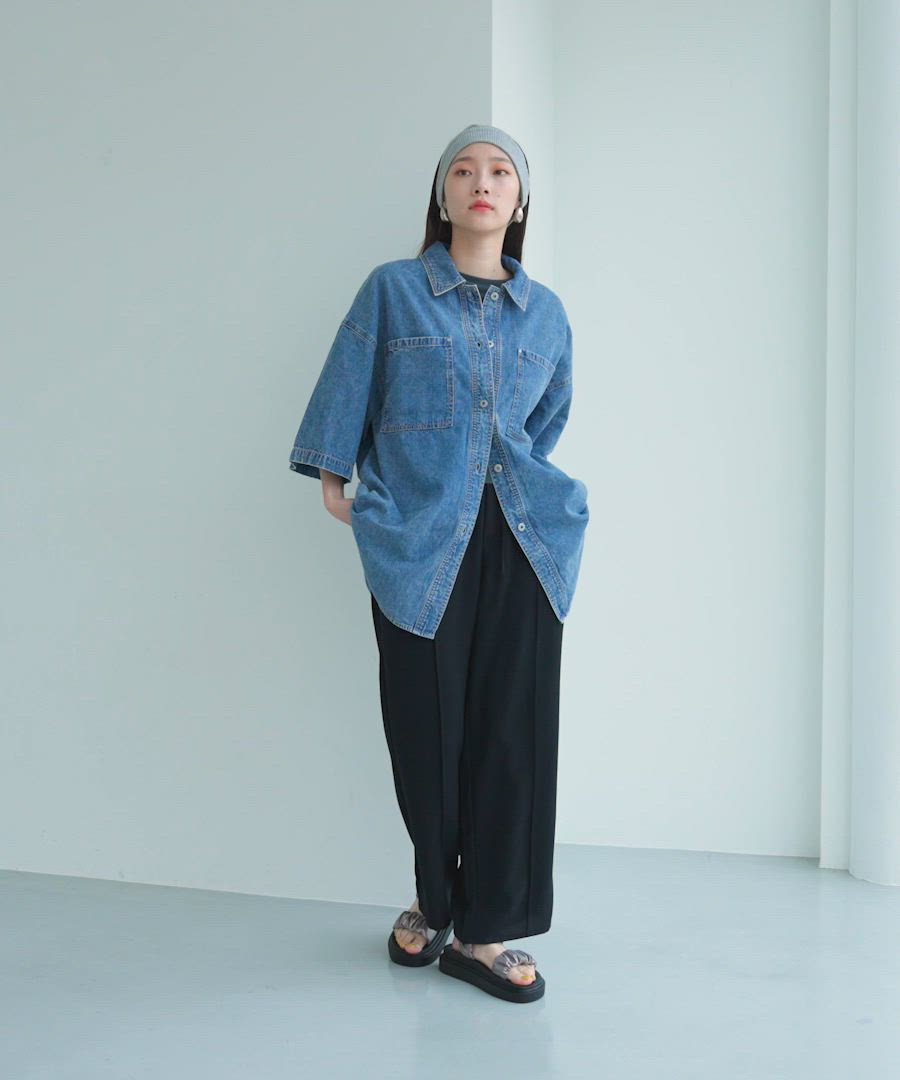 ♡LEPSIM♡ 26SS 人気完売カラー 刺繍BIGデニムシャツ セール】デニム 