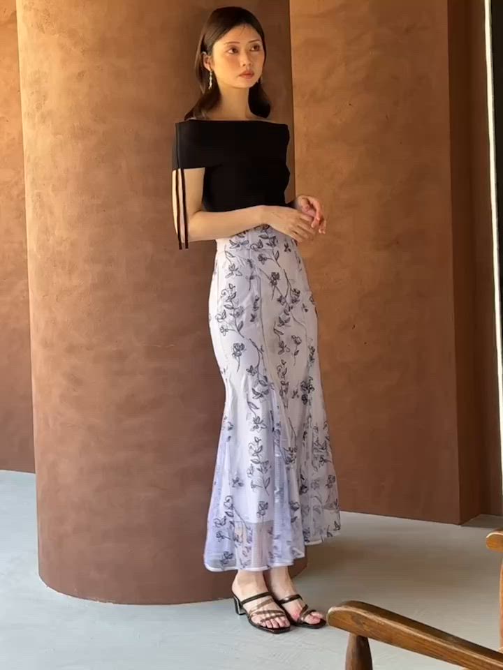 セール】エンブロイダリーオリジナル花柄刺繍バックレースアップ