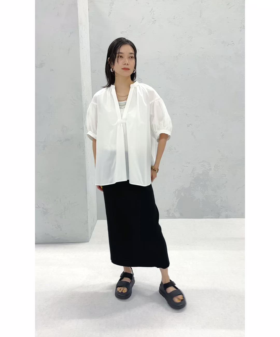 セール】〈接触冷感 / 撥水加工〉TEX BRID(R)タフタ スキッパー 5分袖
