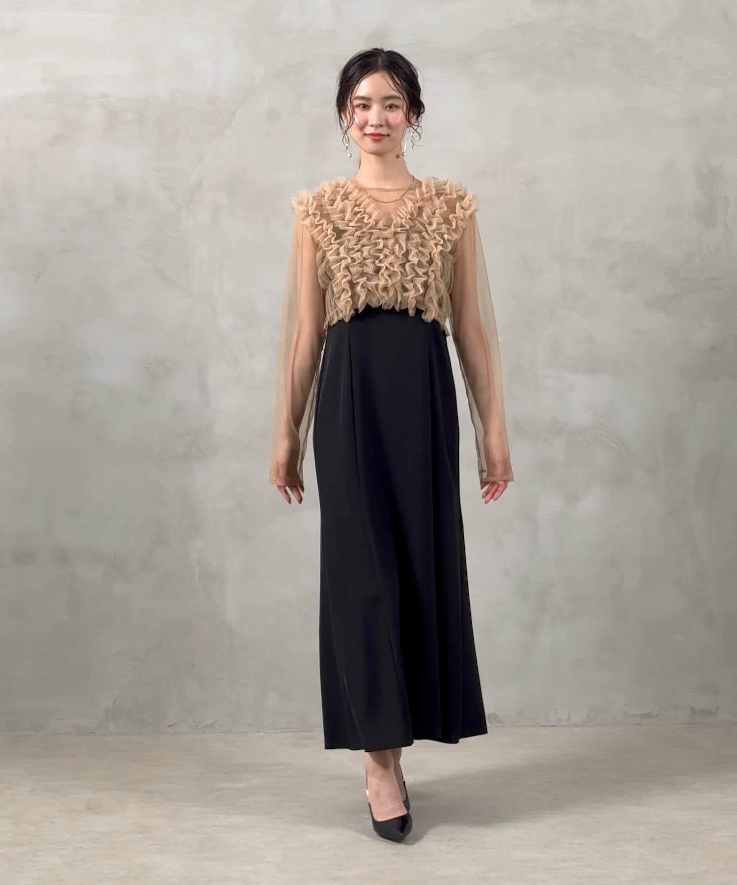 セール】チュール ボリューム フリル ベスト シアー トップス