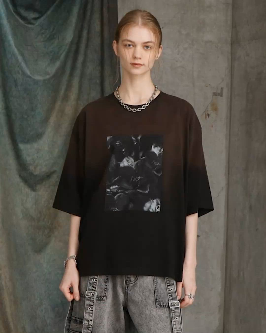 SERACE】Vintage design gradation graphic t-shirt / ヴィンテージ