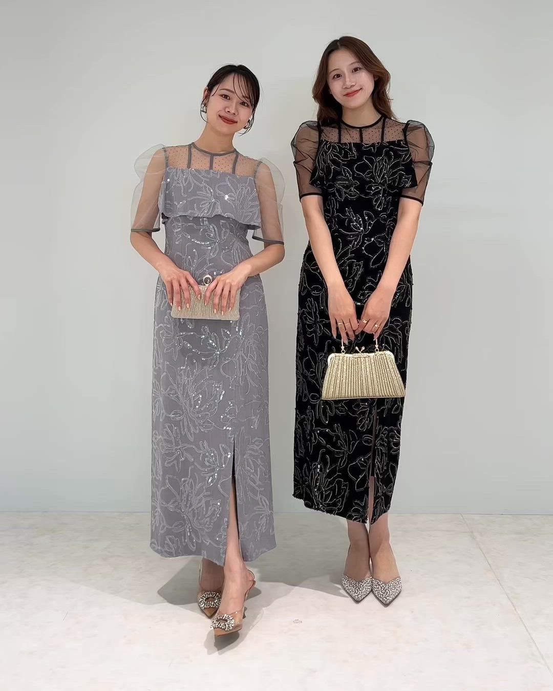 セール】【LEJA】ドットチュールフラワースパンコールIラインドレス