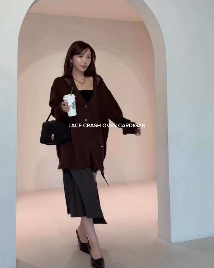 LACE CRASH OVER CARDIGAN/レースクラッシュオーバーカーディガン 