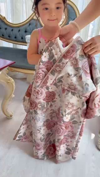 セール】チュールフリルエプロン＆着物ワンピースセット（着物