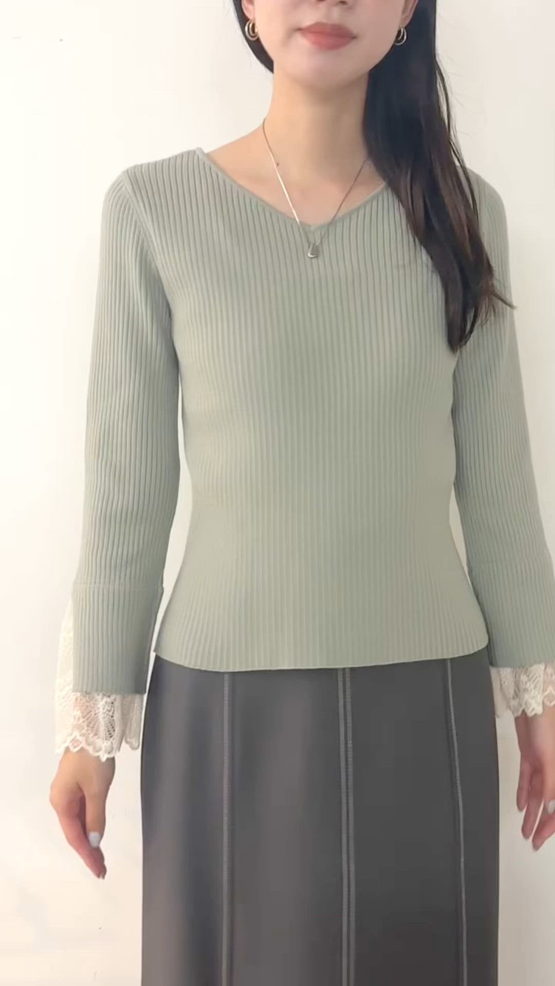 セール】前後2WAY袖口レースリブニット（ニット/セーター）｜natural