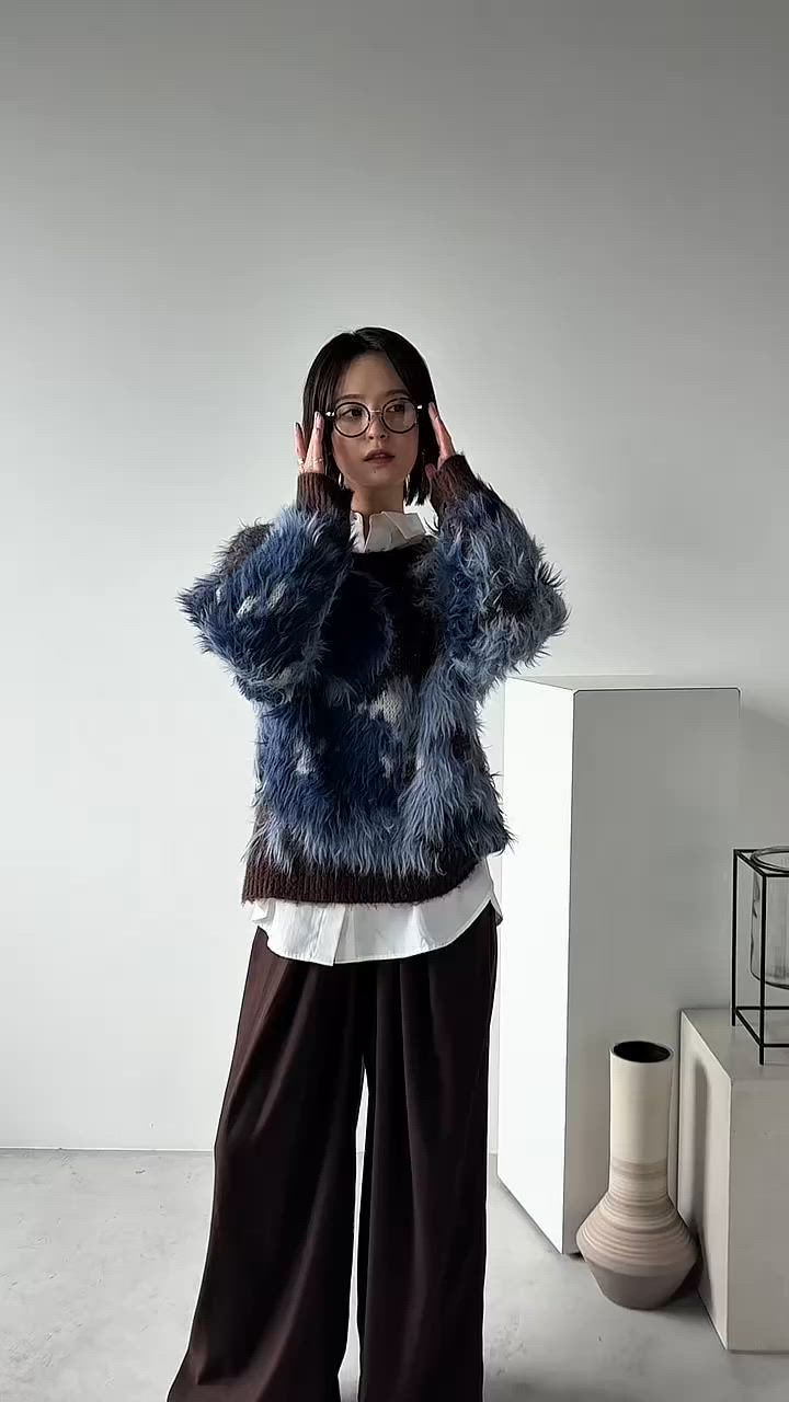 ヴィンテージフラワーシャギーオーバーニット/ユニセックス（ニット