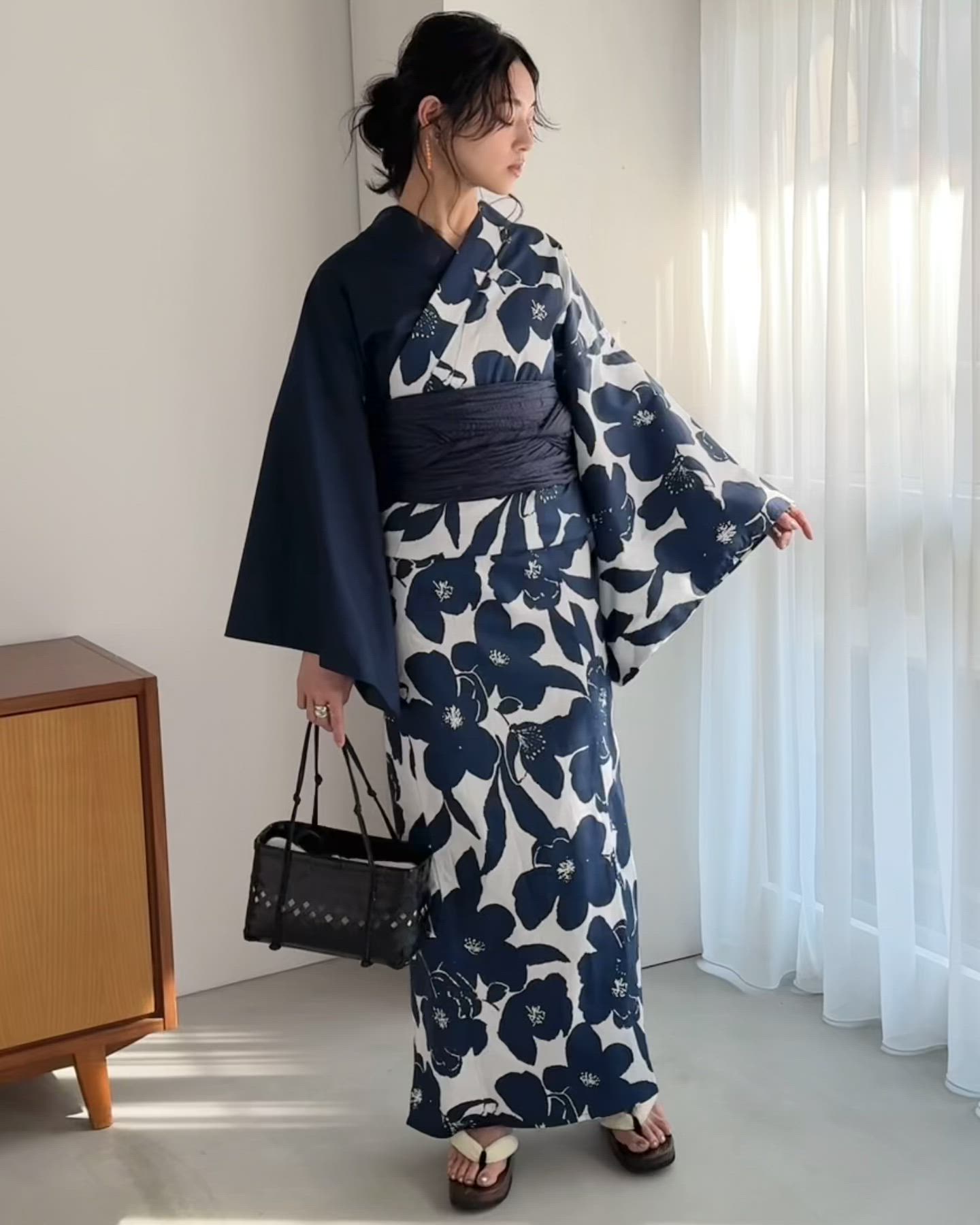 セール】【浴衣】アシメデザインゆかたセット（ゆかた＋へこ帯）（浴衣