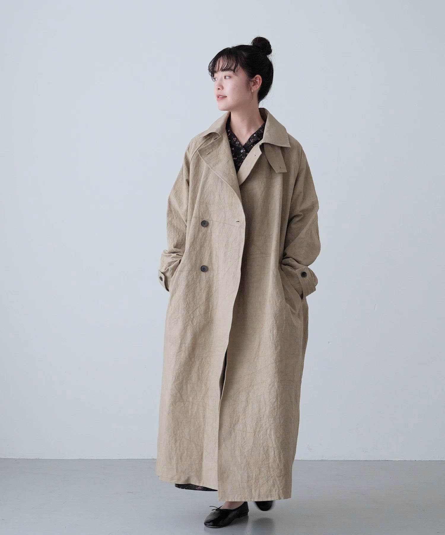 かぐれ　『ユニセックス』コットンリネンオーバートレンチ ユニセックス』コットンリネンオーバートレンチコート（トレンチコート