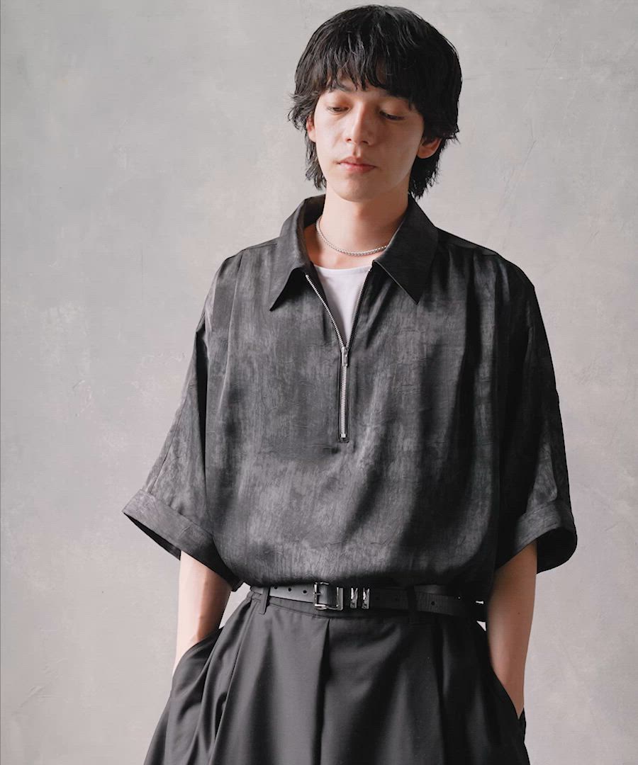 セール】【SET UP対応】DABOルーズハーフZIPシャツ(HARE)（シャツ