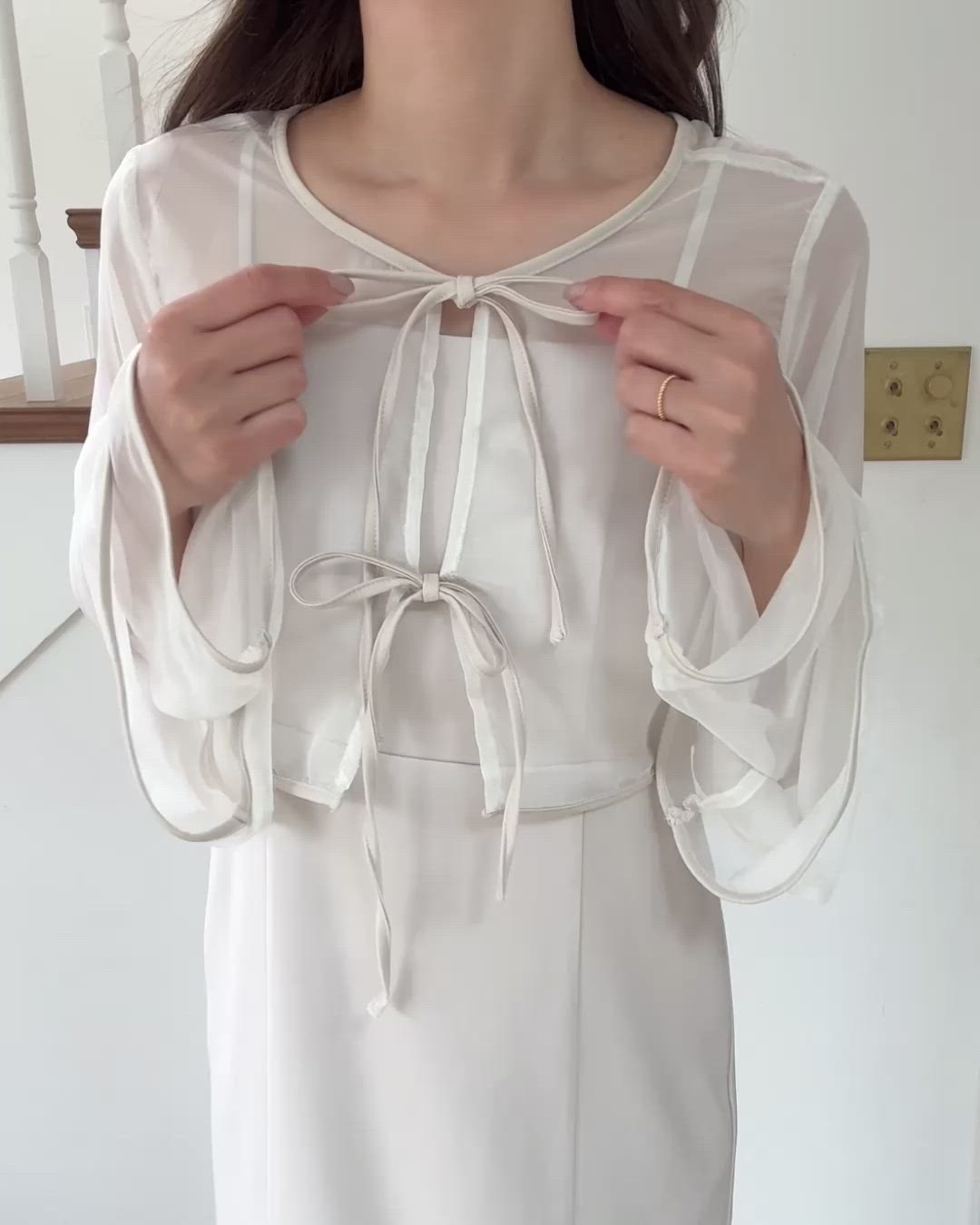 フレアスリーブシアーボレロ＋スリットキャミワンピース（ワンピース