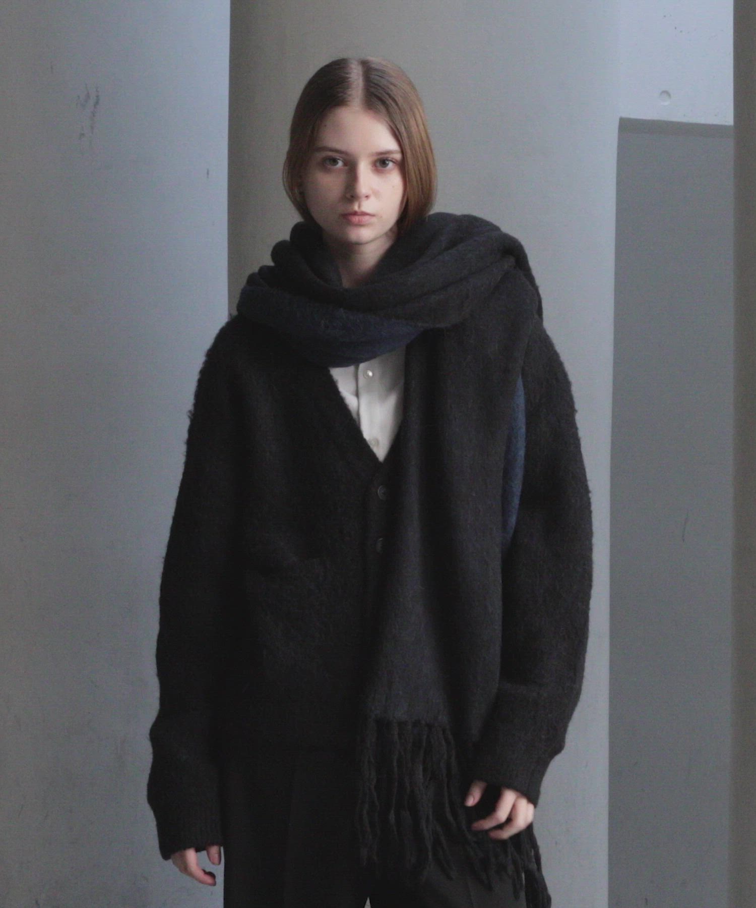 CLEL】Alpaca Blend Reversible Shaggy Large Scarf / アルパカ