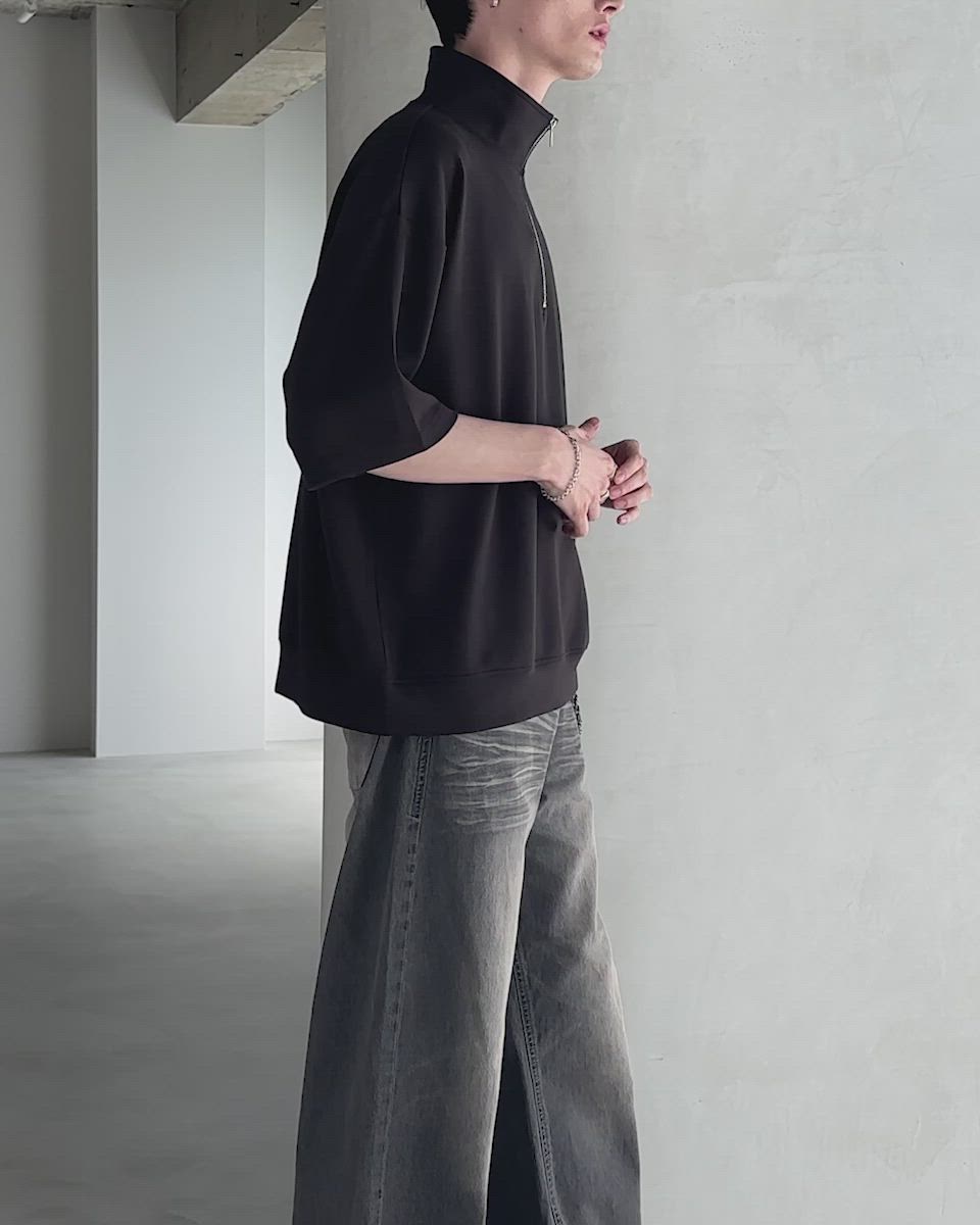 接触冷感ポンチハーフジップ半袖プルオーバー（Tシャツ/カットソー