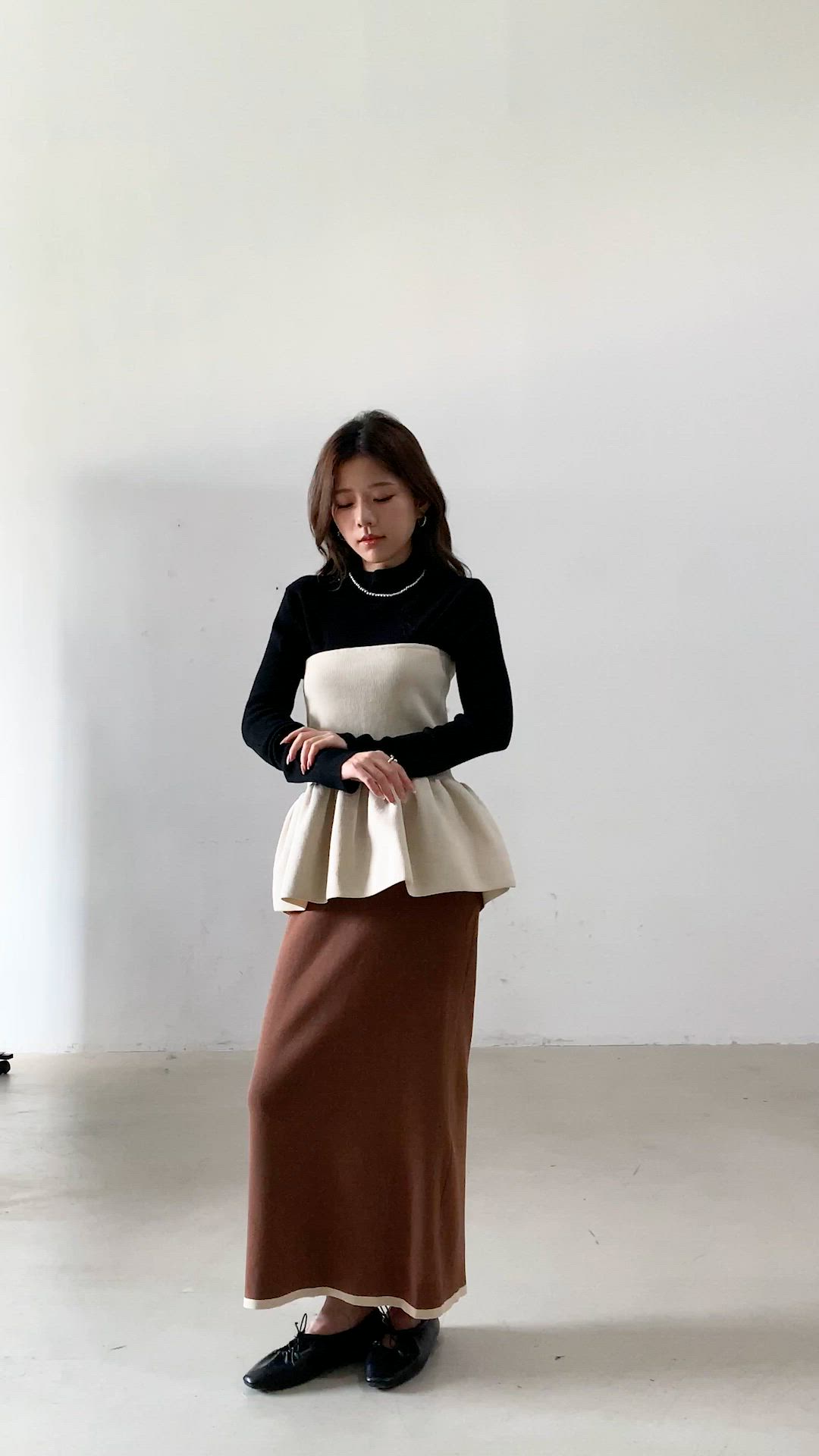 レディース 2WAYペプラム切替えニットビスチェ/ベアトップ（チューブ