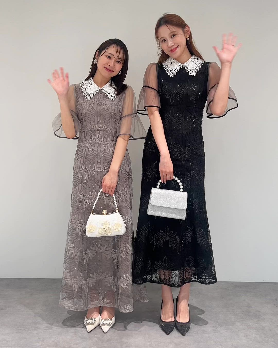 LEJA】フラワーレースカラースパンコールマーメイドワンピース