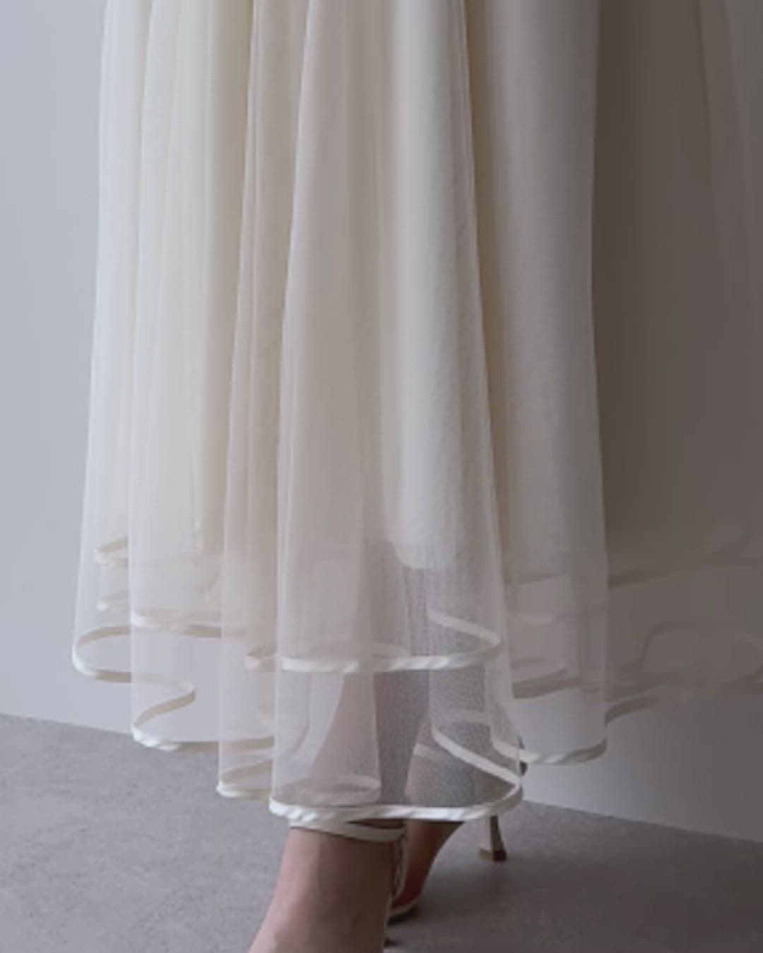 セール】裾パイピングチュールフレアスカート【ペチスカートセット