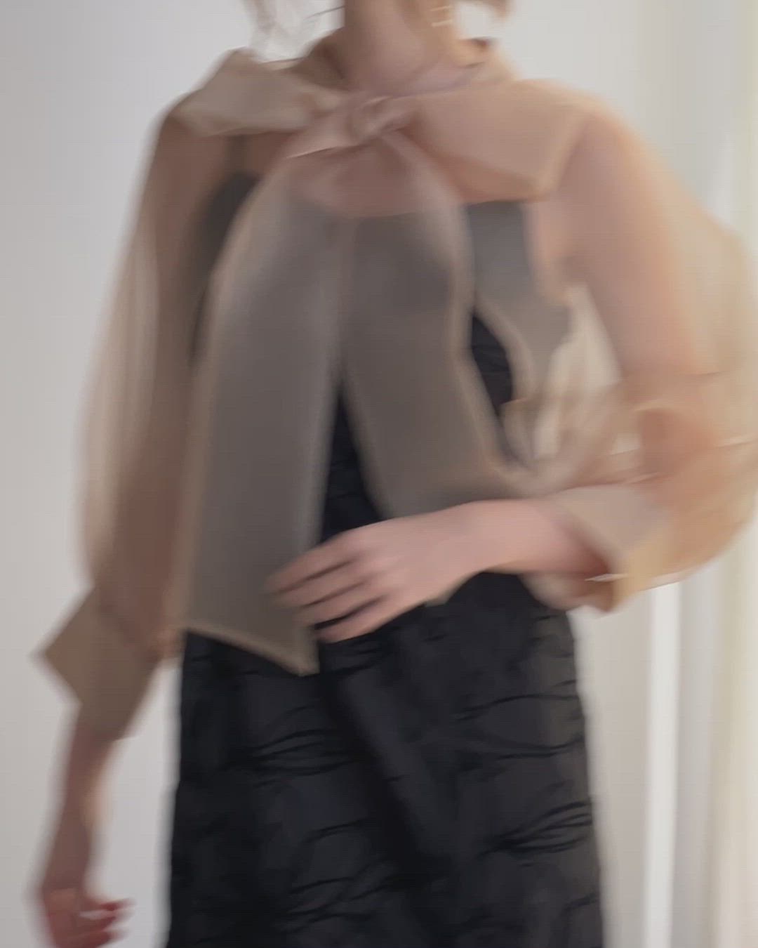 ボウタイボレロセットドレス結婚式同窓会お呼ばれワンピース