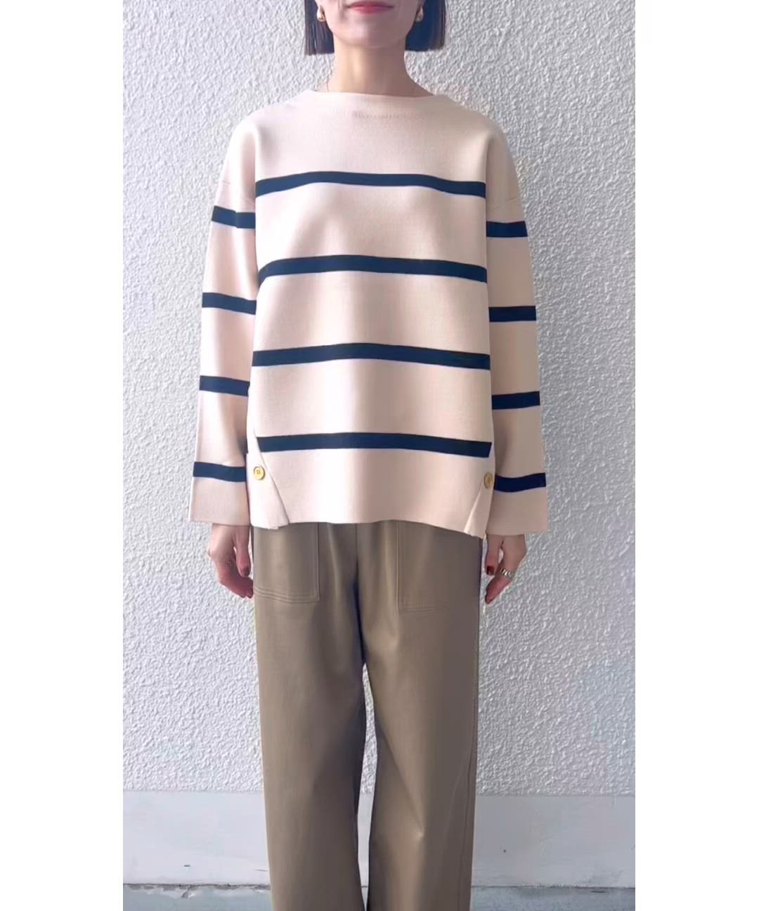 SHIPS any:〈手洗い可能〉ミラノリブ スタンドカラー ニット プル