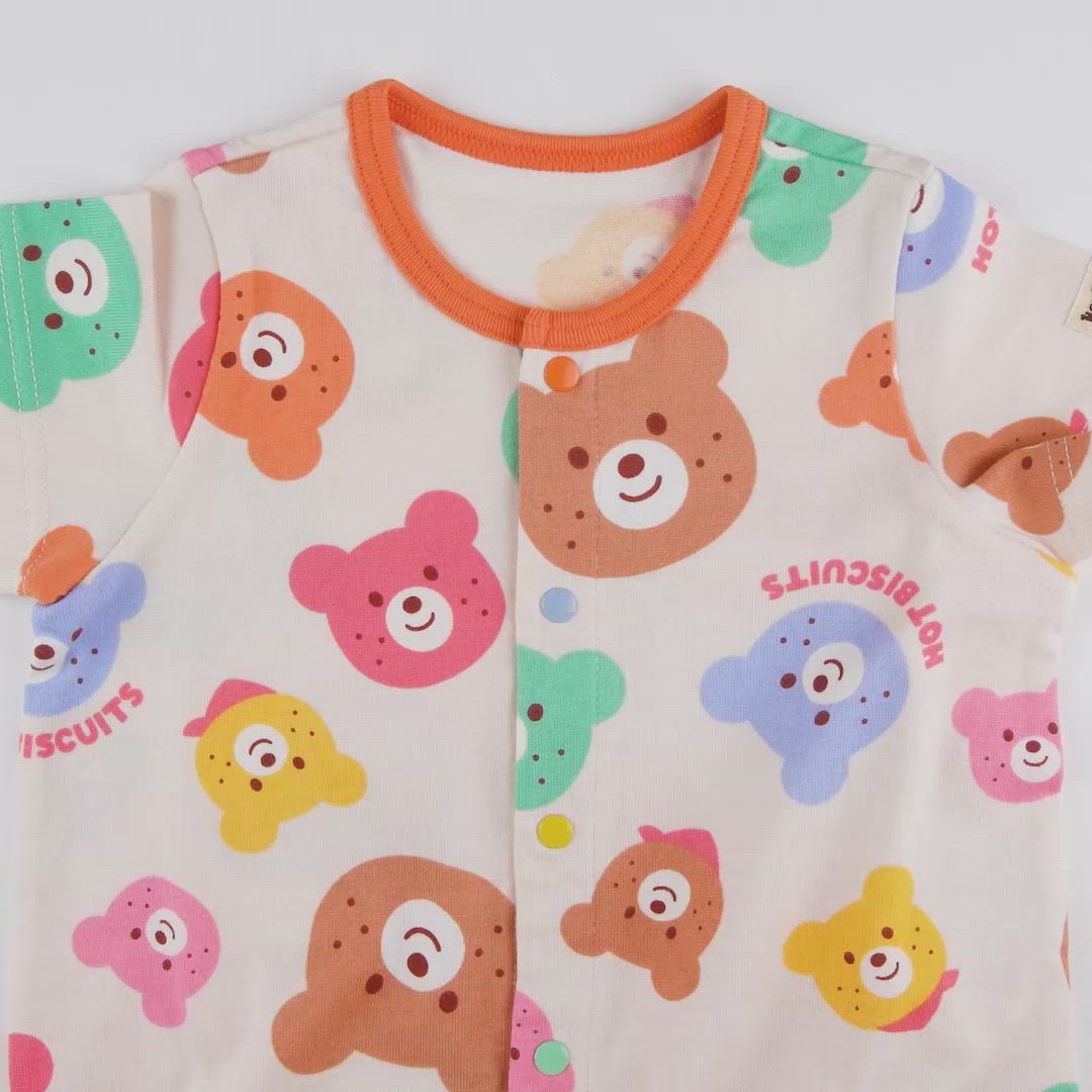 カラフルビーンズ 総柄ショートオール（ロンパース）｜HOT BISCUITS