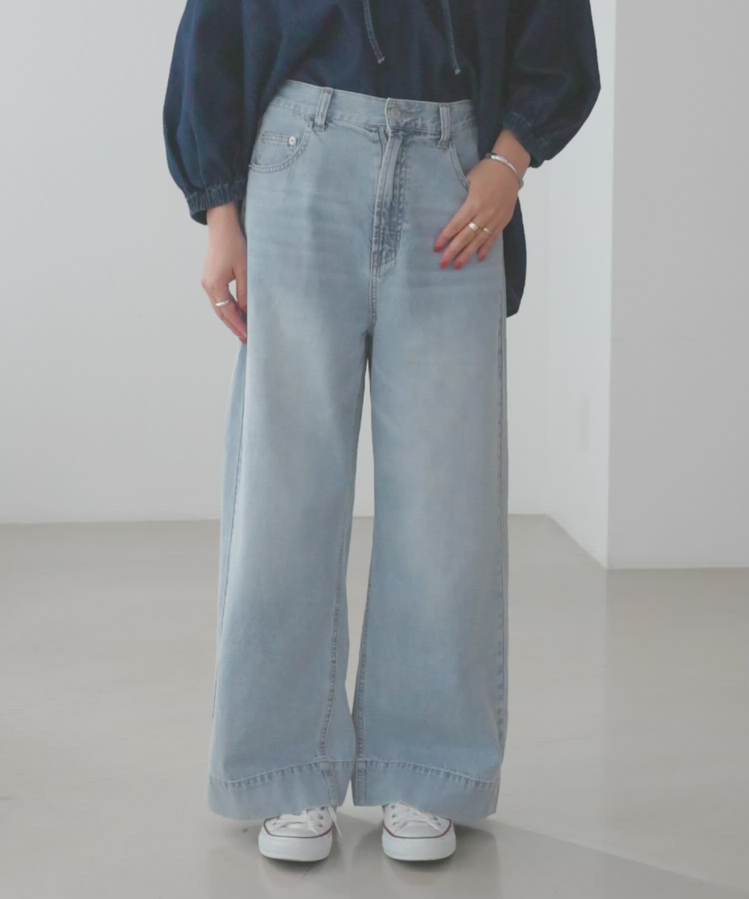 セール】《撥水》FRESH DENIM デニムワイドバギーパンツ【CROSS