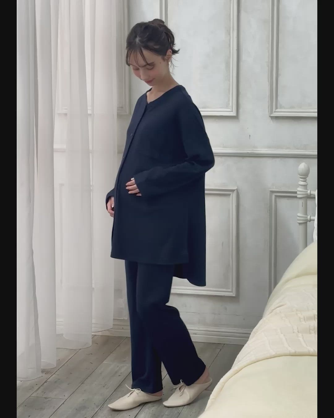 セール】ふわふわスムース無地パジャマ（マタニティ/授乳服）授乳楽々