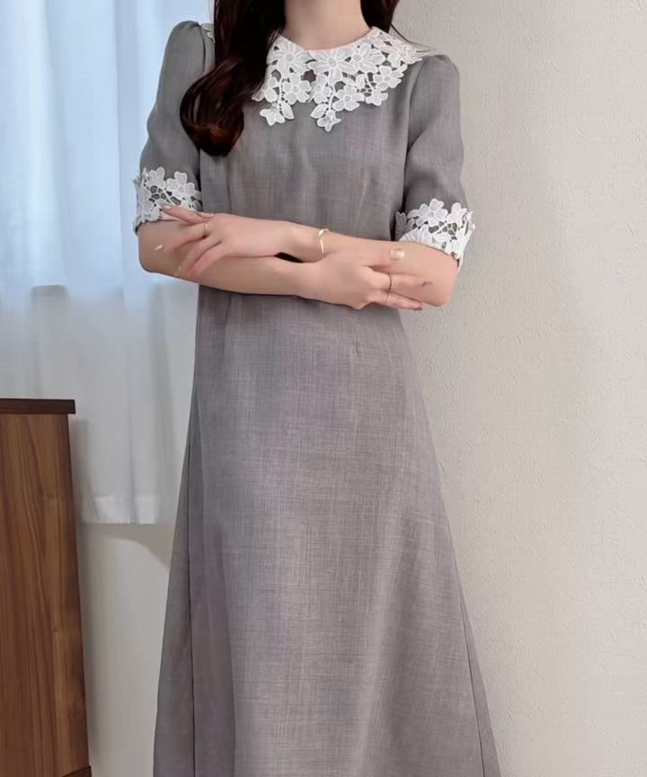 セール】【mily bilet】贅沢な花柄レースが導く、大人の気品。襟配色