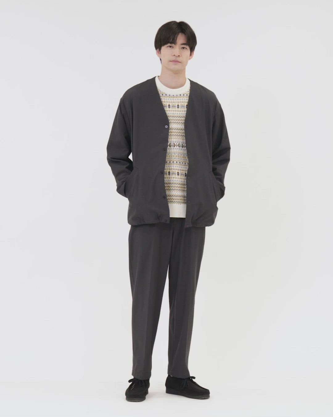 セール】FREELITCH ノーカラー カーディガン -ストレッチ