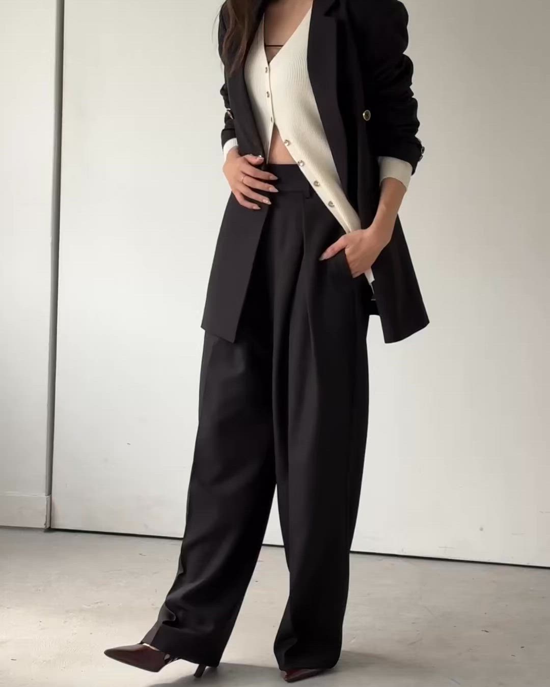 セール】high waist cross tuck slacks（ハイウエストクロスタック