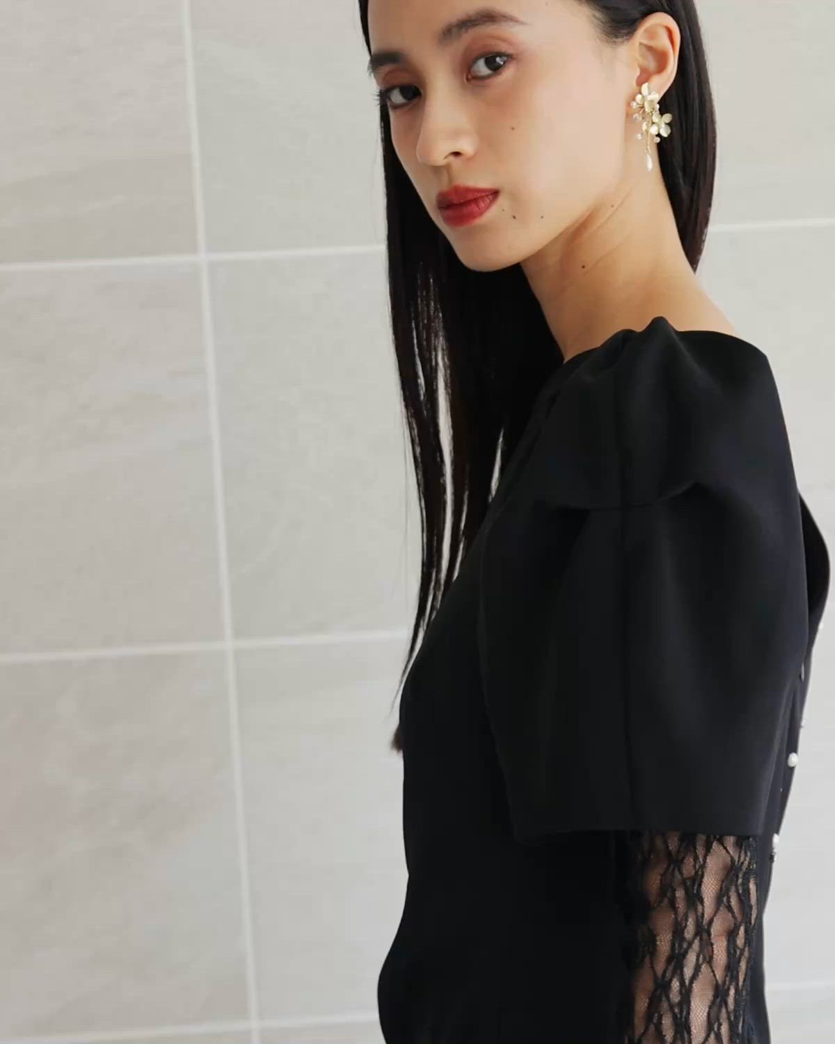 レースアームカバードレープドレス 2点セット パーティードレス