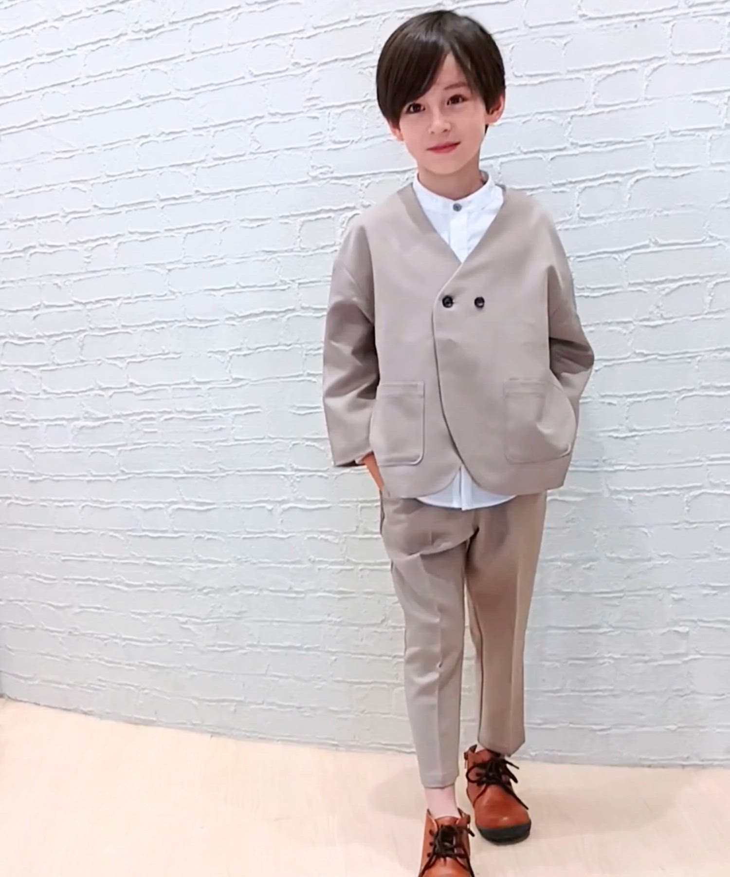 ノーカラーセットアップ（キッズ/100～130cm）（スーツセット