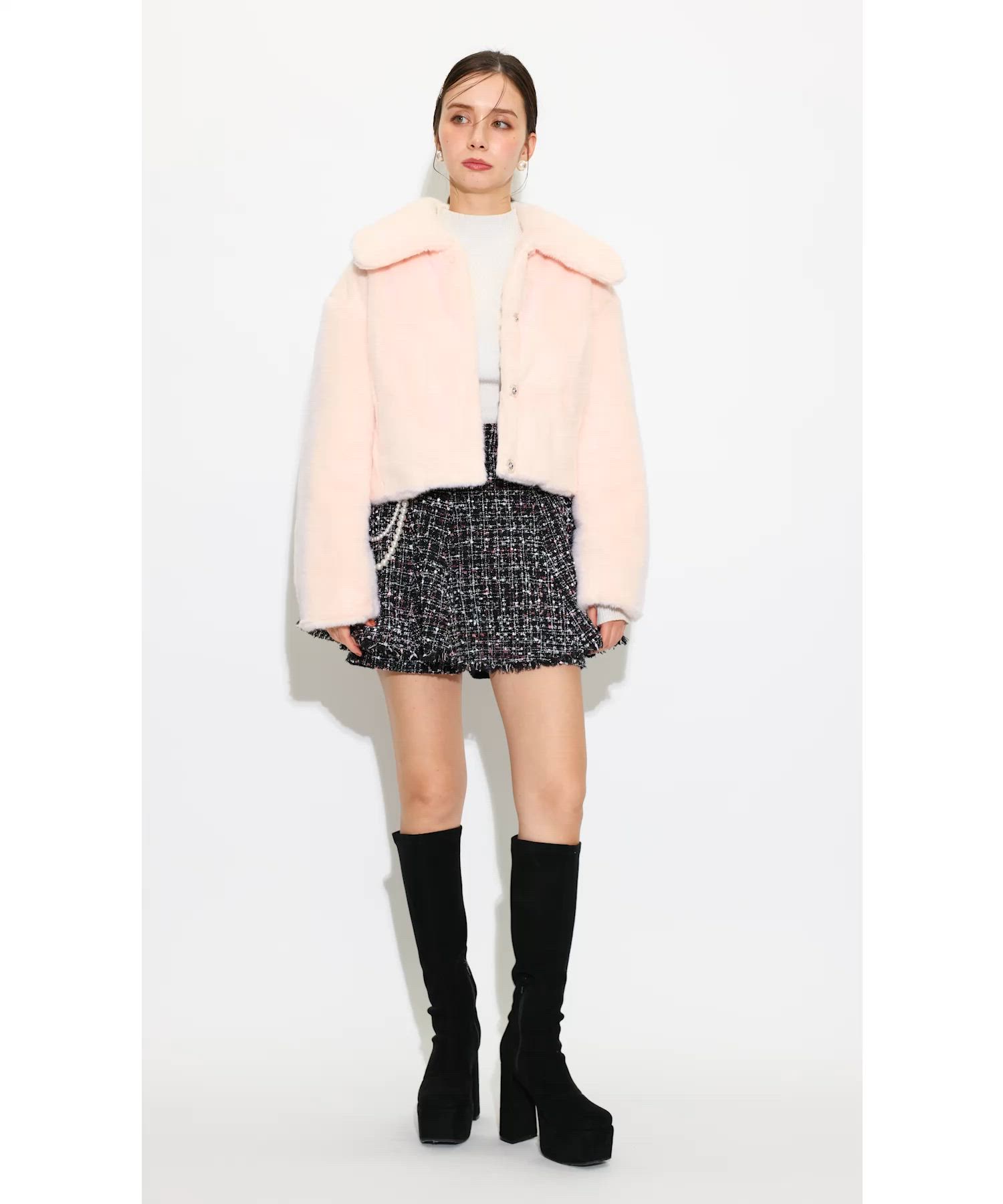 セール】ショート丈ファージャケット 秋服 冬服（ダウンジャケット