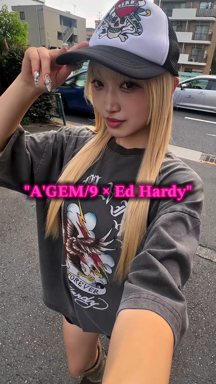 A'GEM/9 × .kom 『A'GEM/9/エージェムナイン』 Ed HardyメッシュCAP