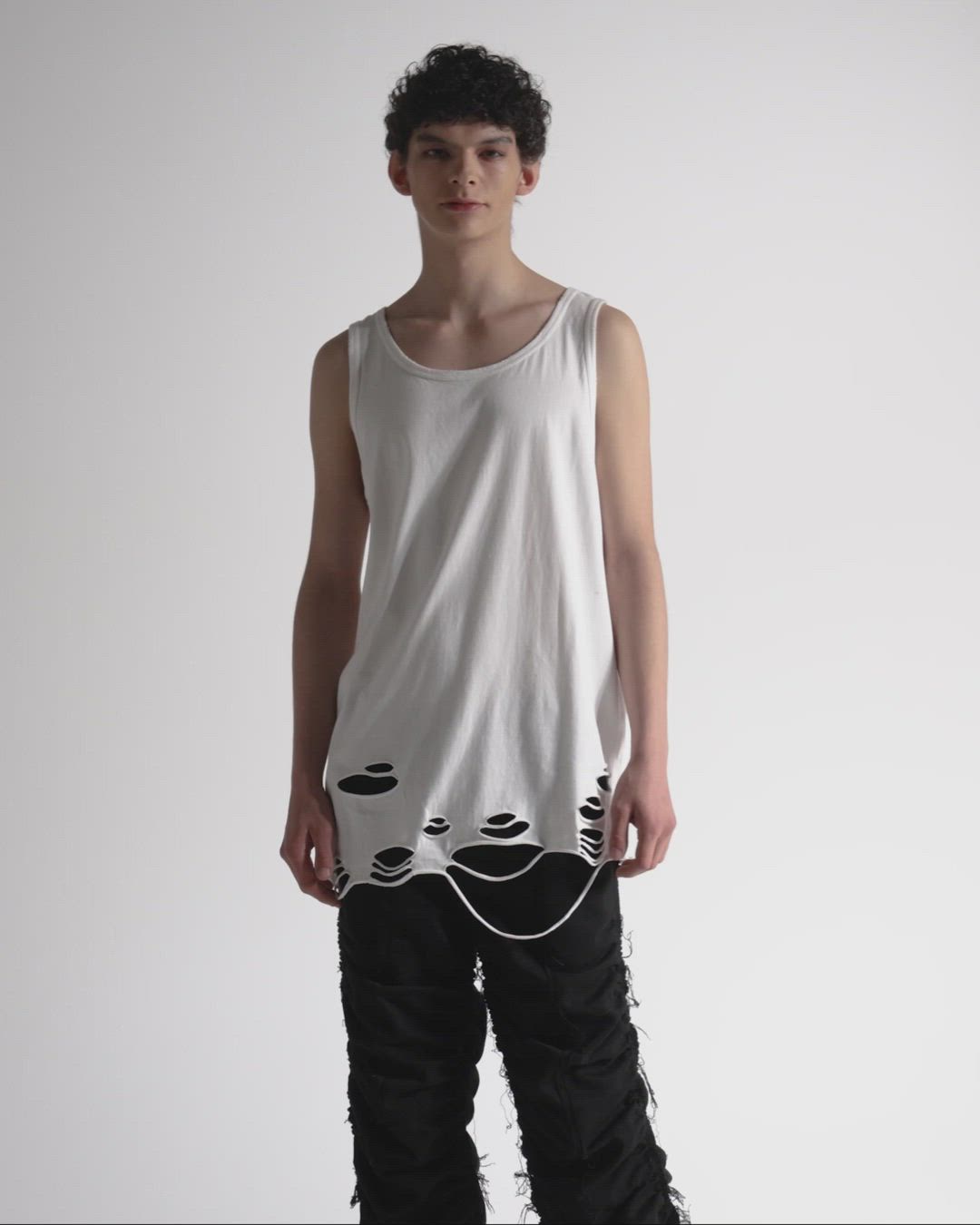 GRANCY】Damage design Cotton Sleeveless Tee / ダメージデザイン